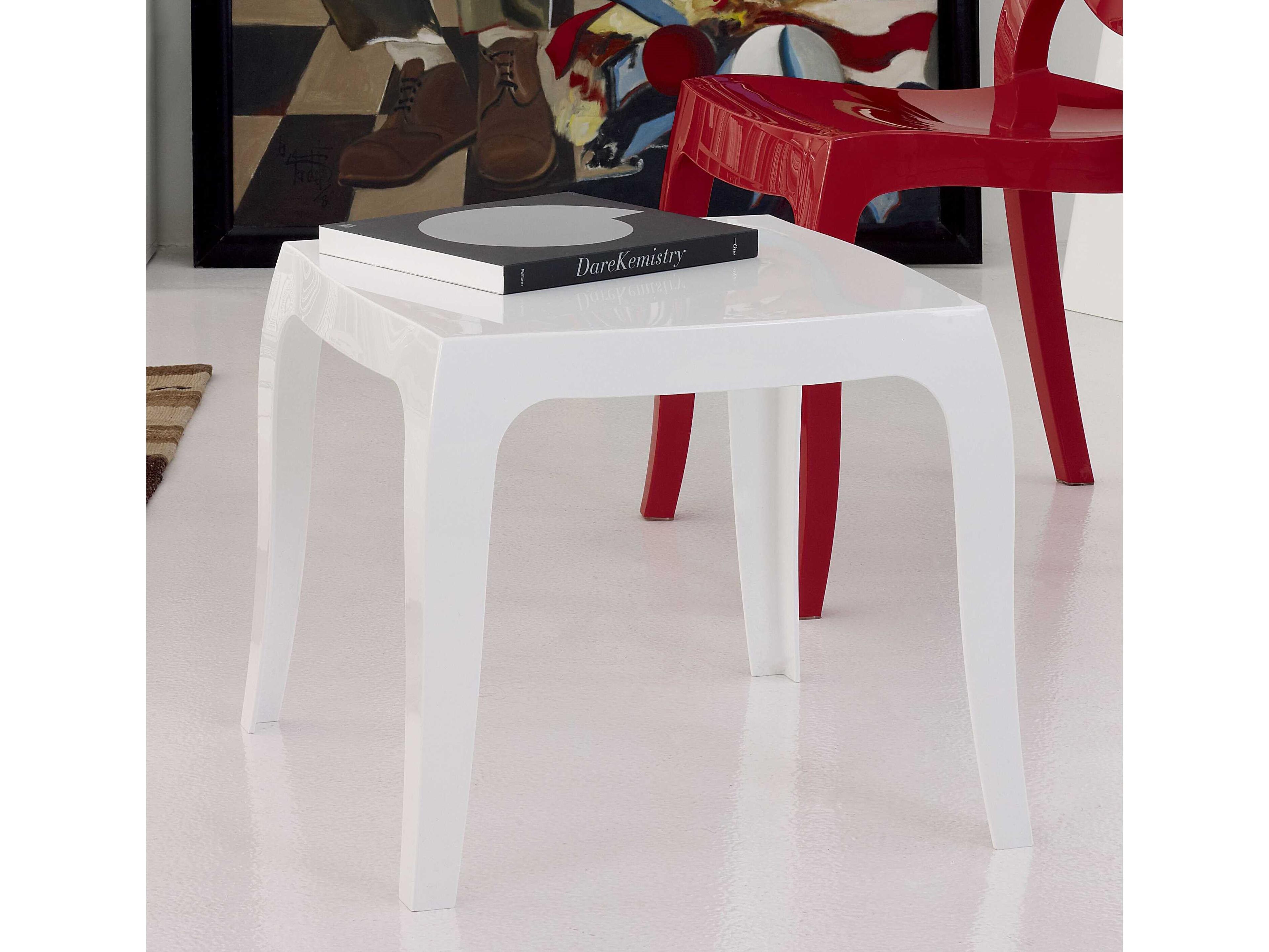 Compamia Queen Glossy White Square End Table