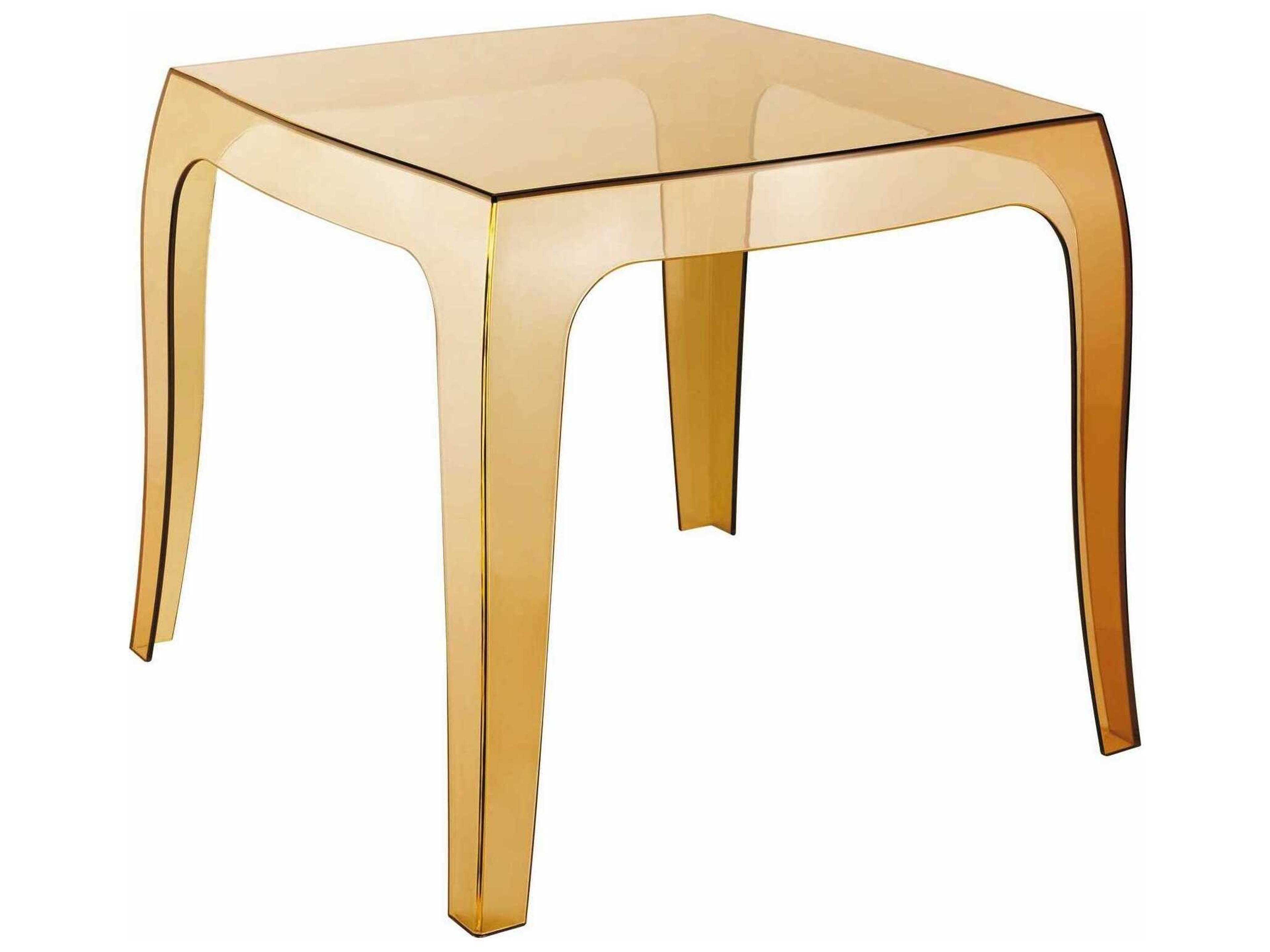 Queen Transparent Amber Square End Table