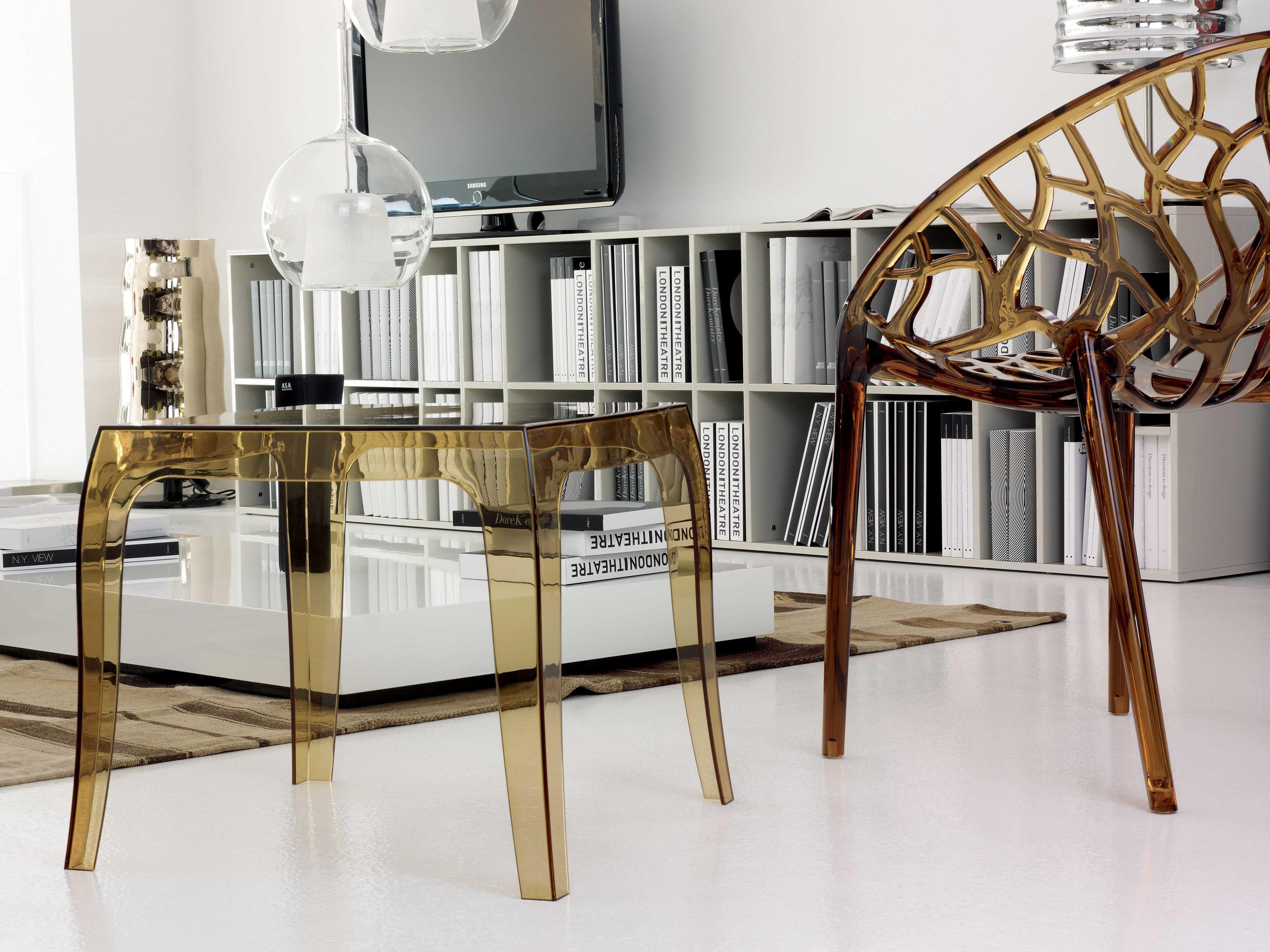 Compamia Queen Transparent Amber Square End Table