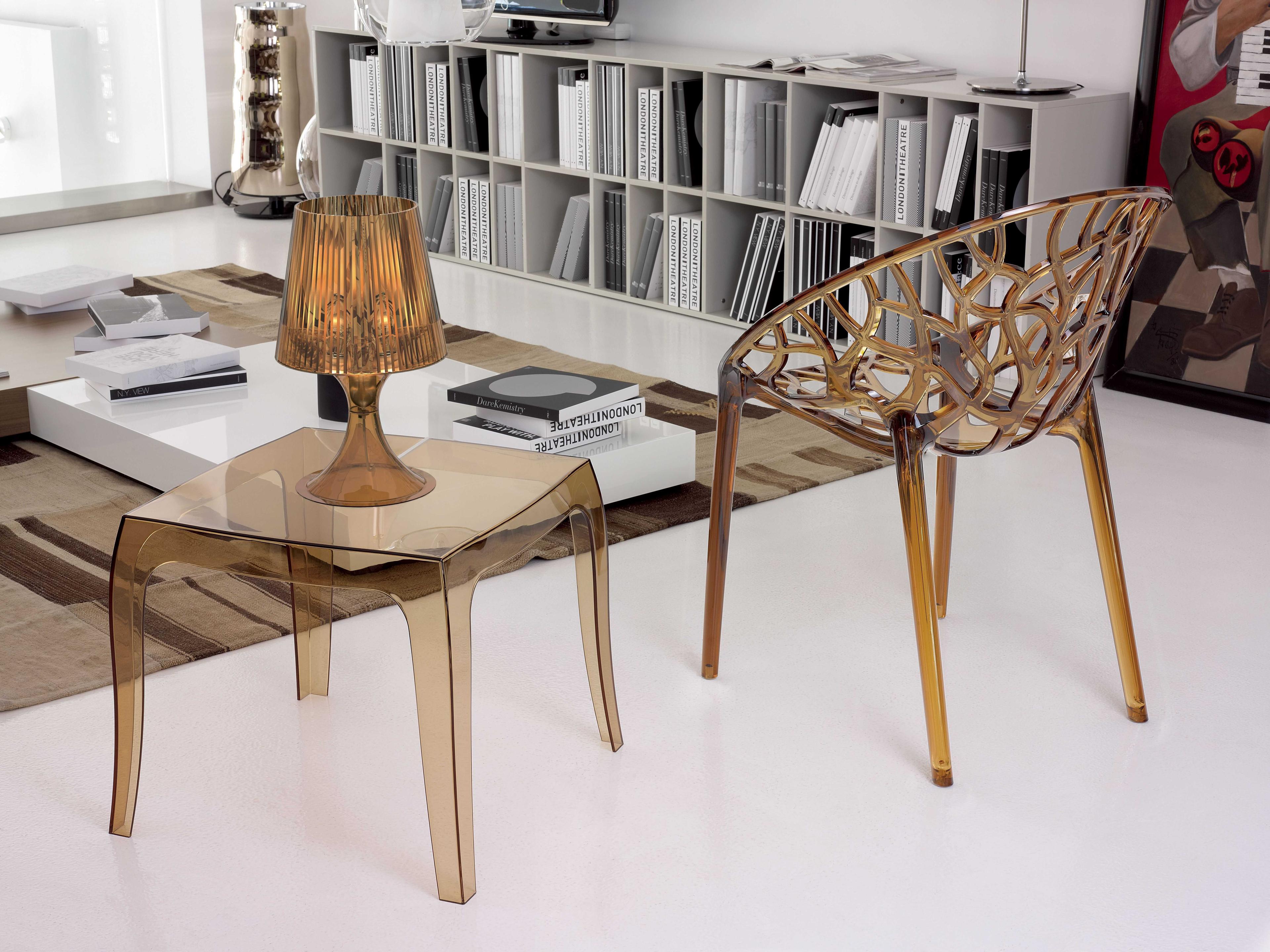 Compamia Queen Transparent Amber Square End Table