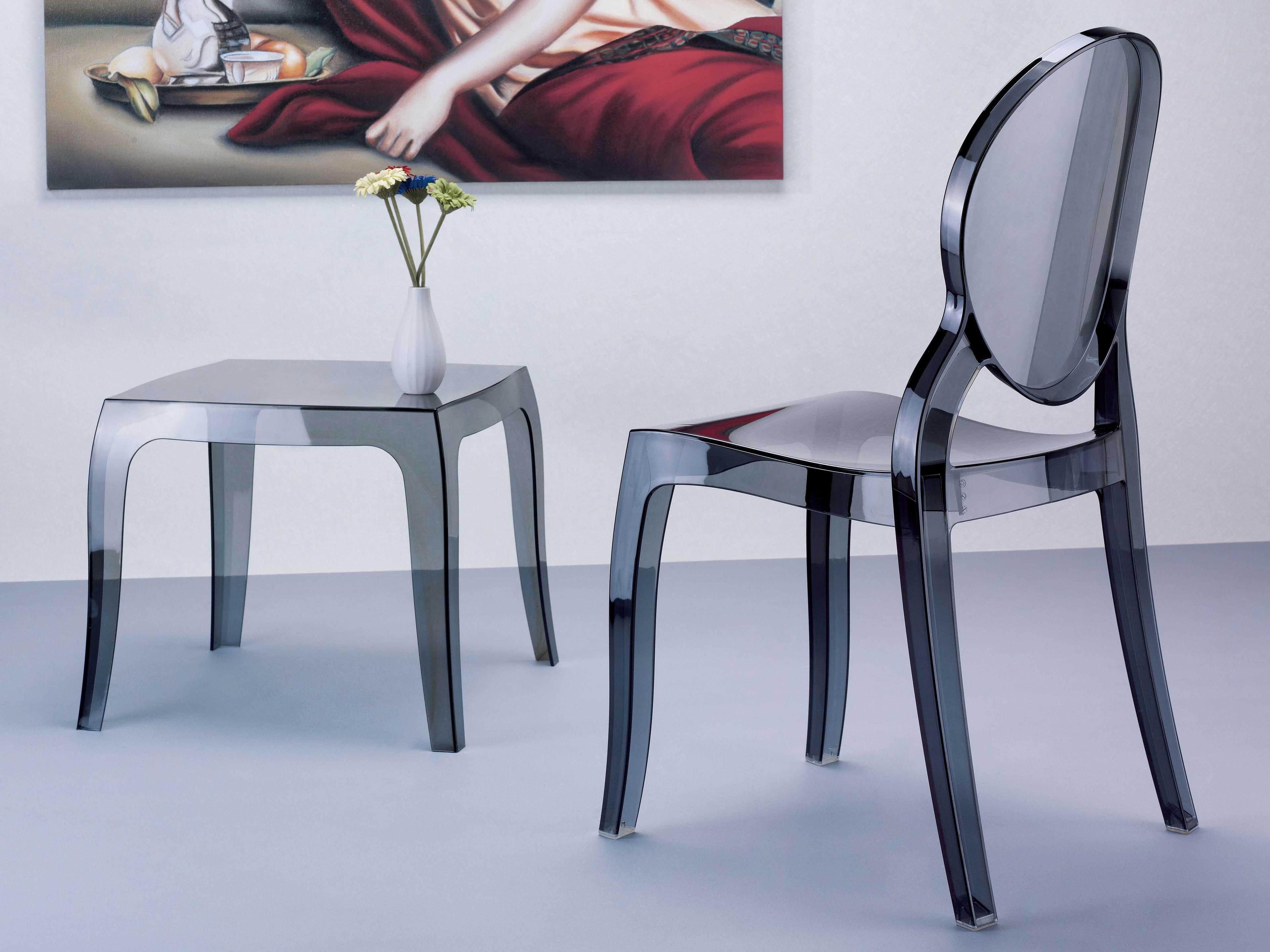 Compamia Queen Transparent Black Square End Table