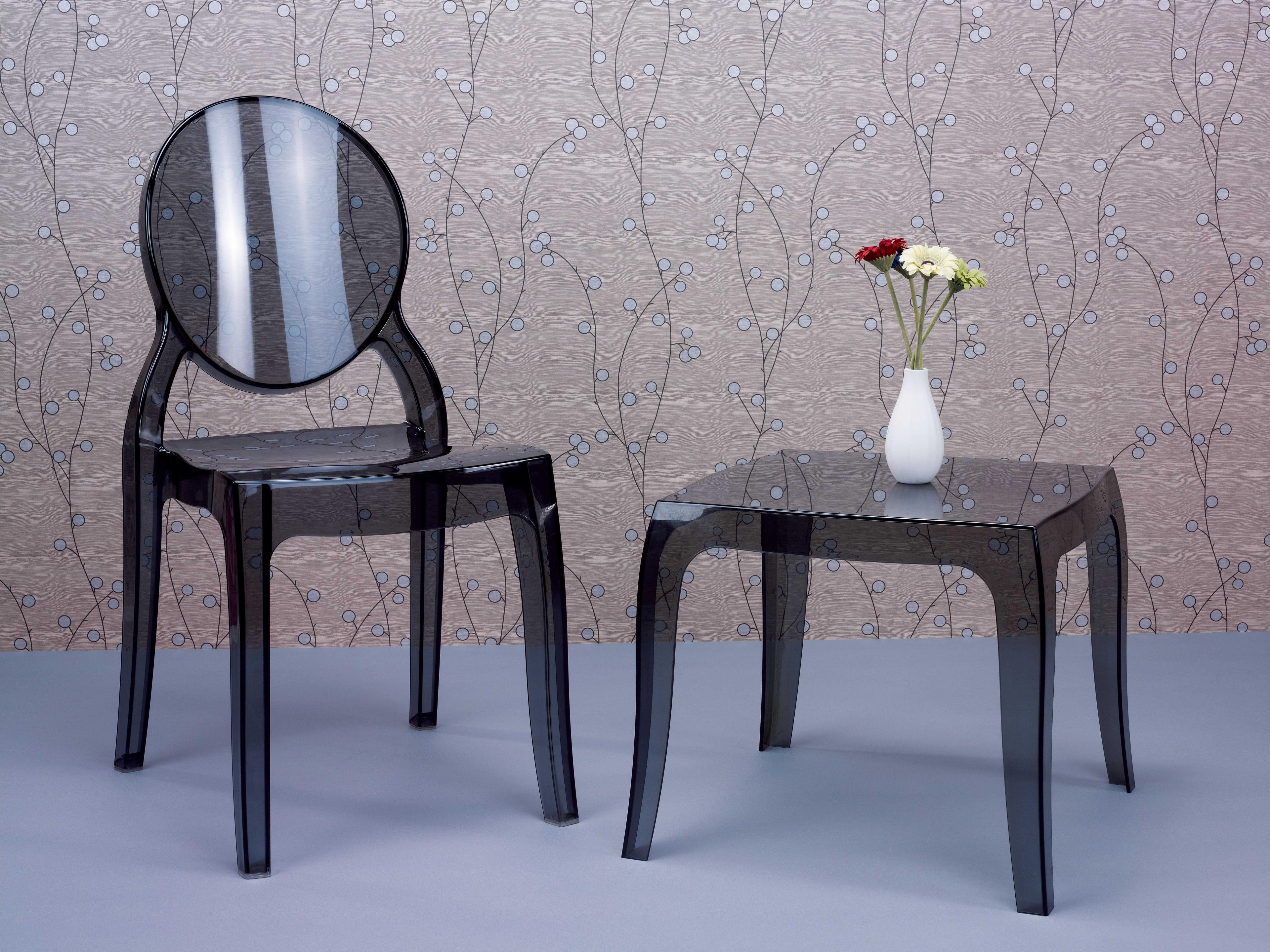 Compamia Queen Transparent Black Square End Table