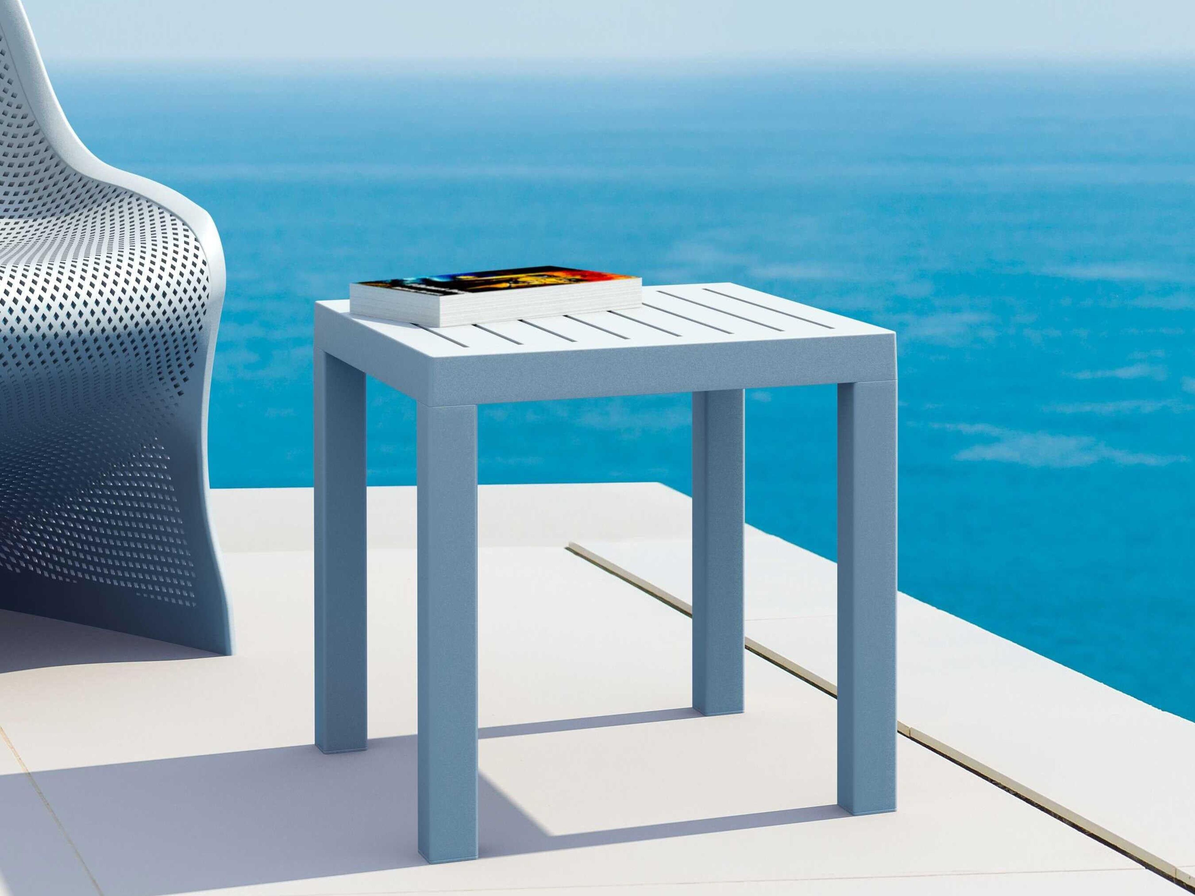 Compamia Ocean Silver Resin Square End Table