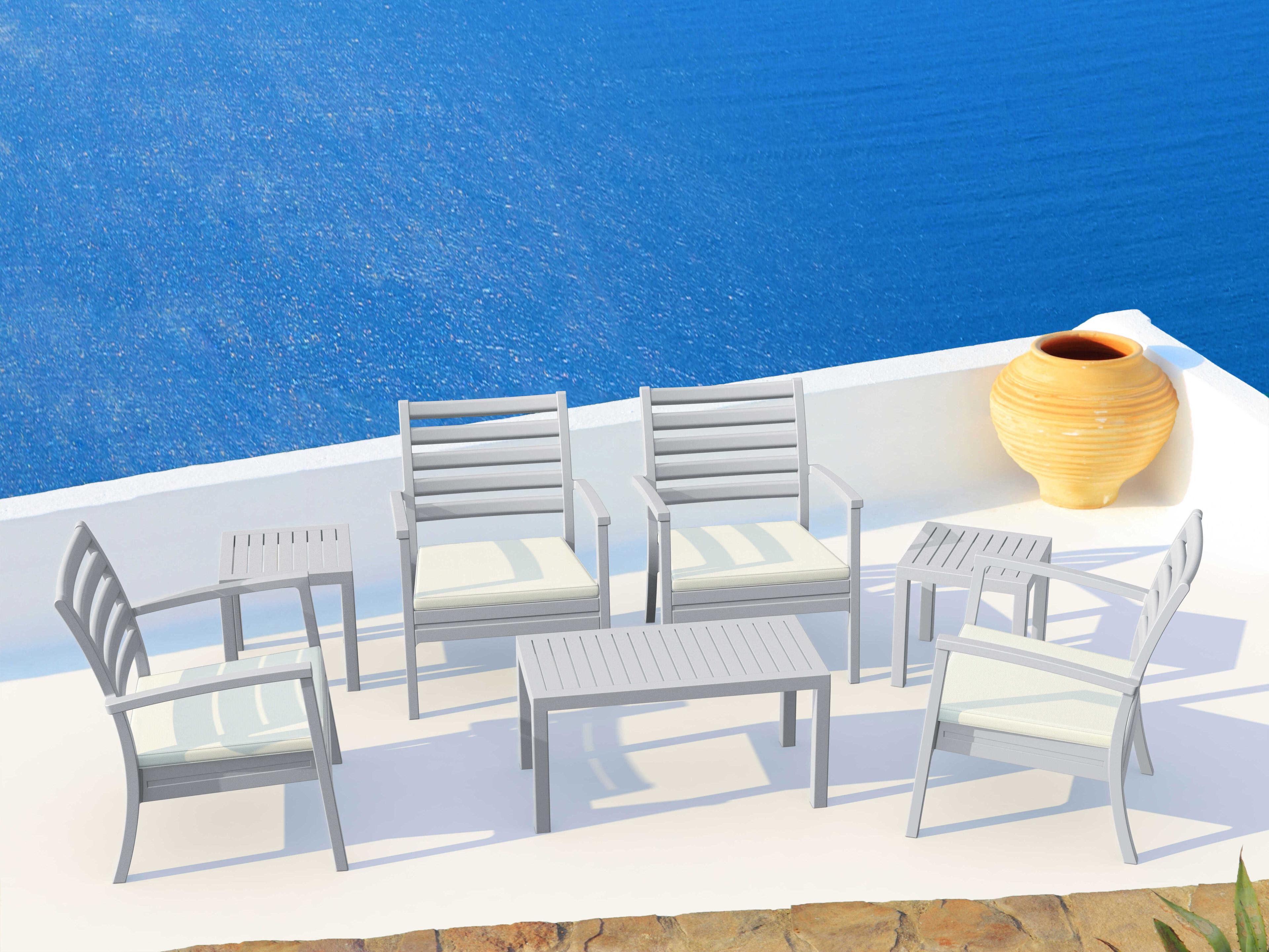 Compamia Ocean Silver Resin Square End Table