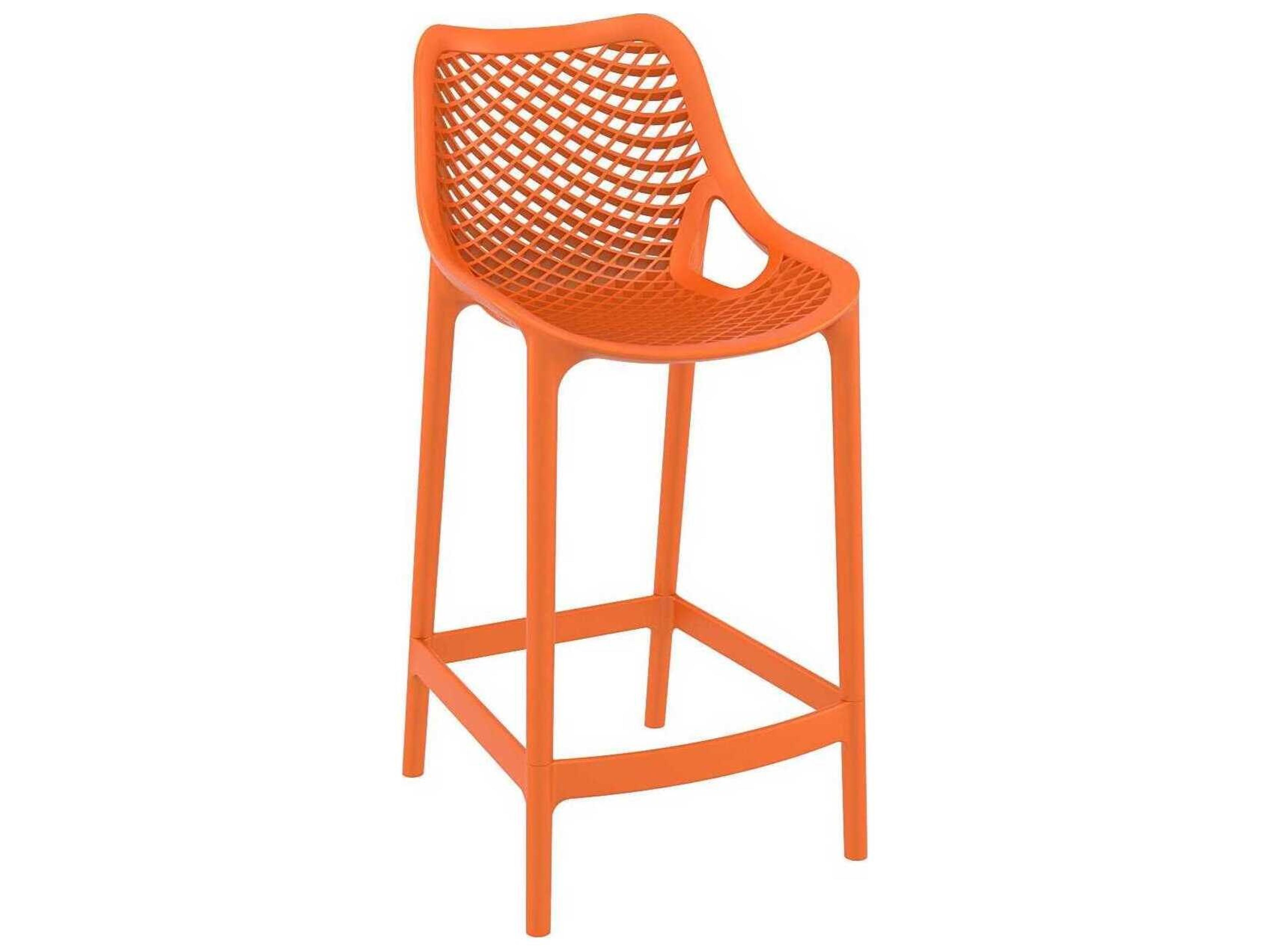 Air Orange Polypropylene Resin Counter Stool
