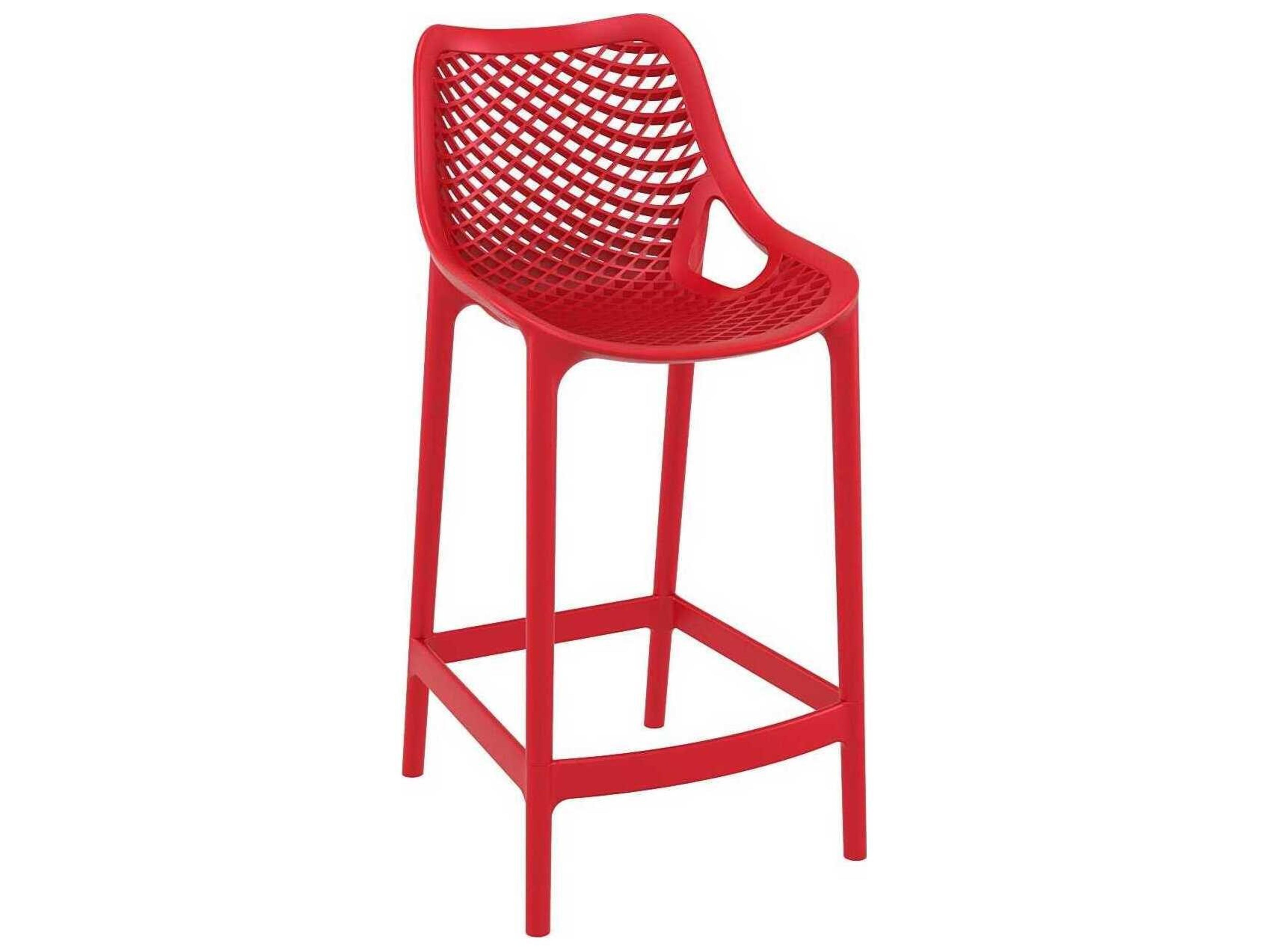 Air Red Polypropylene Resin Counter Stool