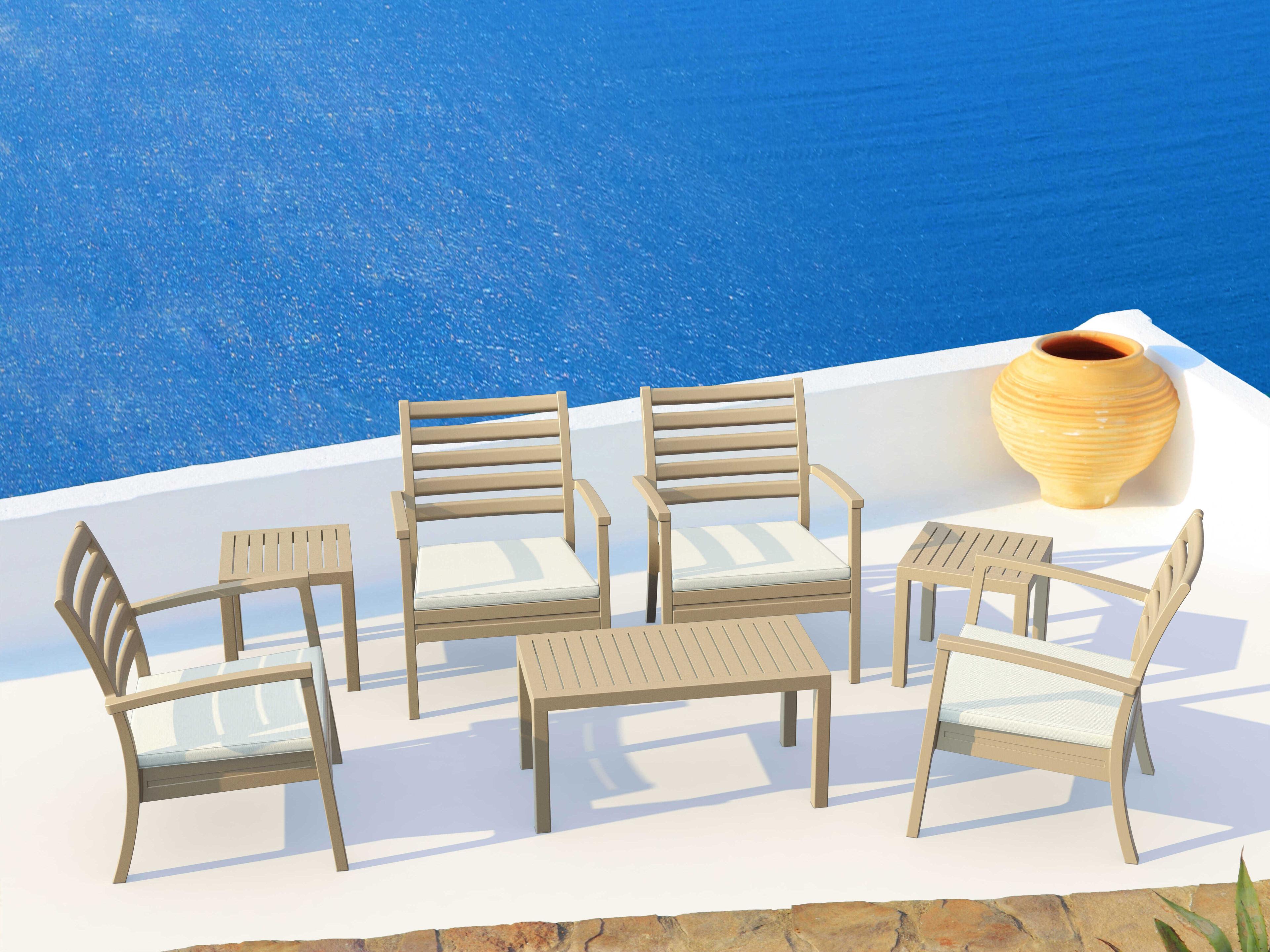 Compamia Ocean Taupe Polypropylene Rectangular Coffee Table