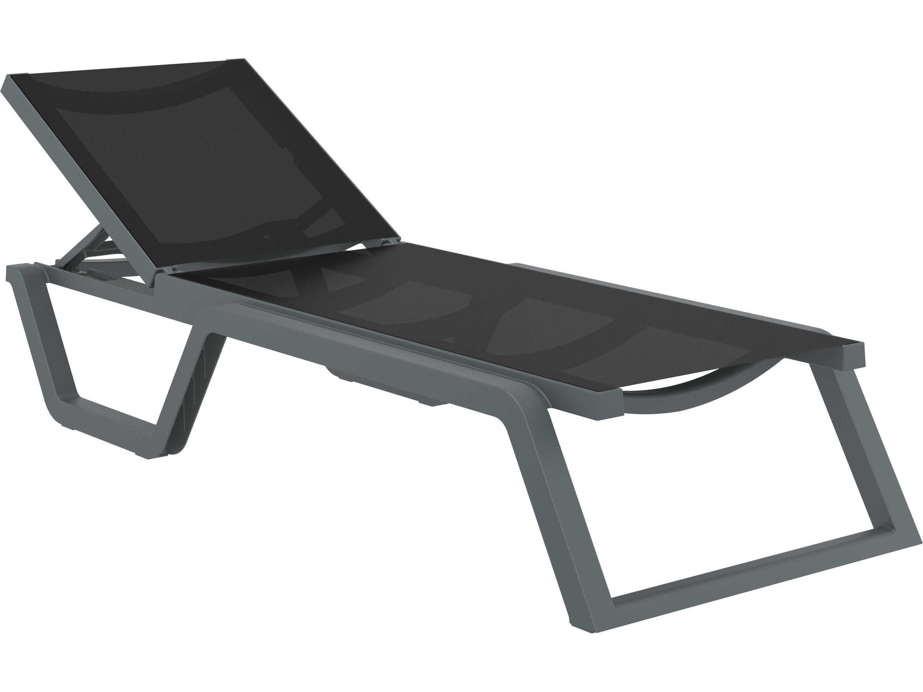 Rio Dark Gray Black Polypropylene Sling Chaise Lounge