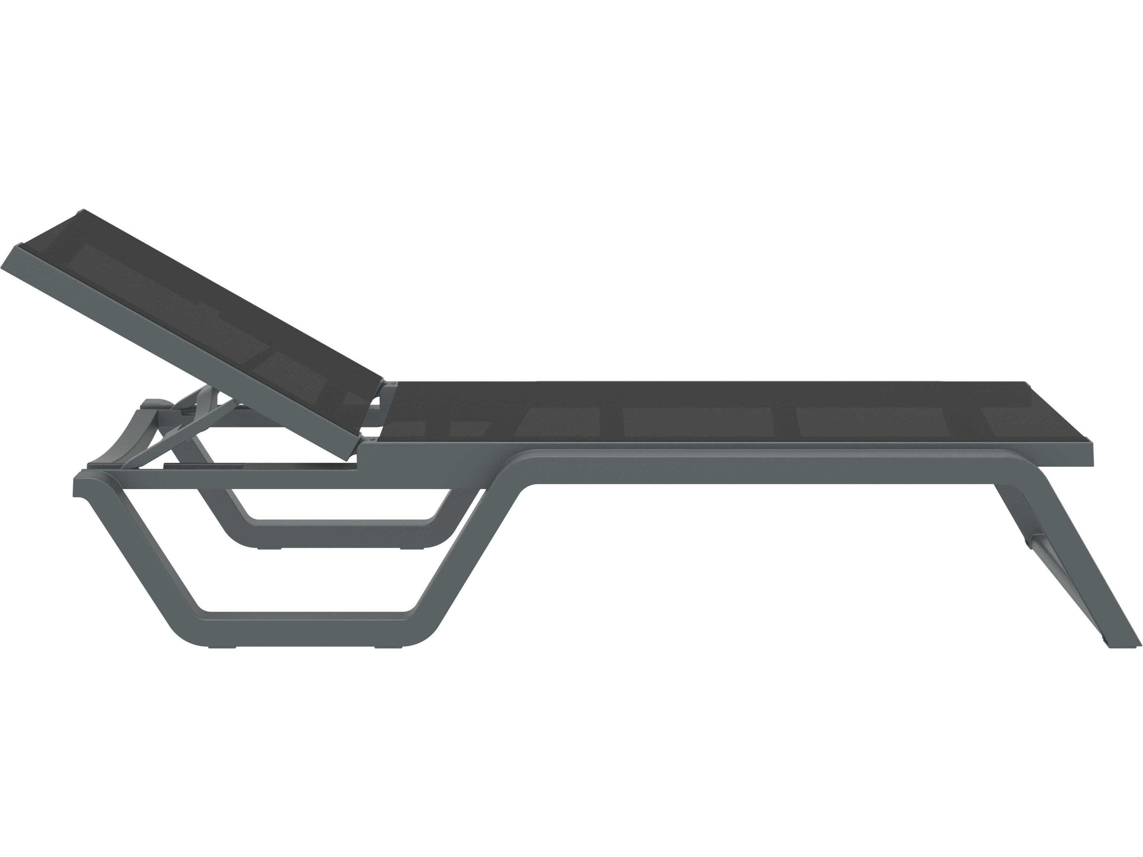 Compamia Rio Dark Gray Black Polypropylene Sling Chaise Lounge