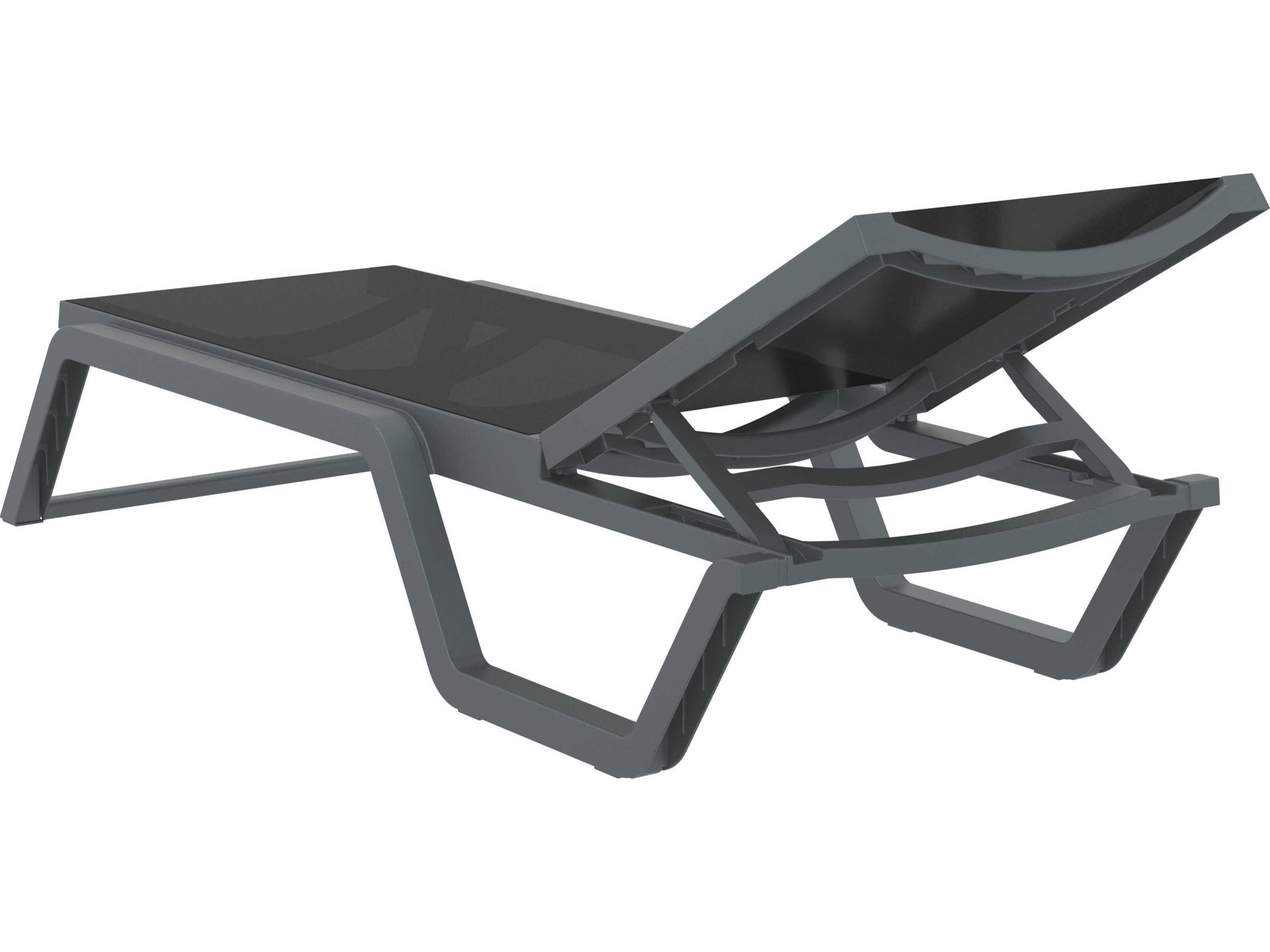 Compamia Rio Dark Gray Black Polypropylene Sling Chaise Lounge