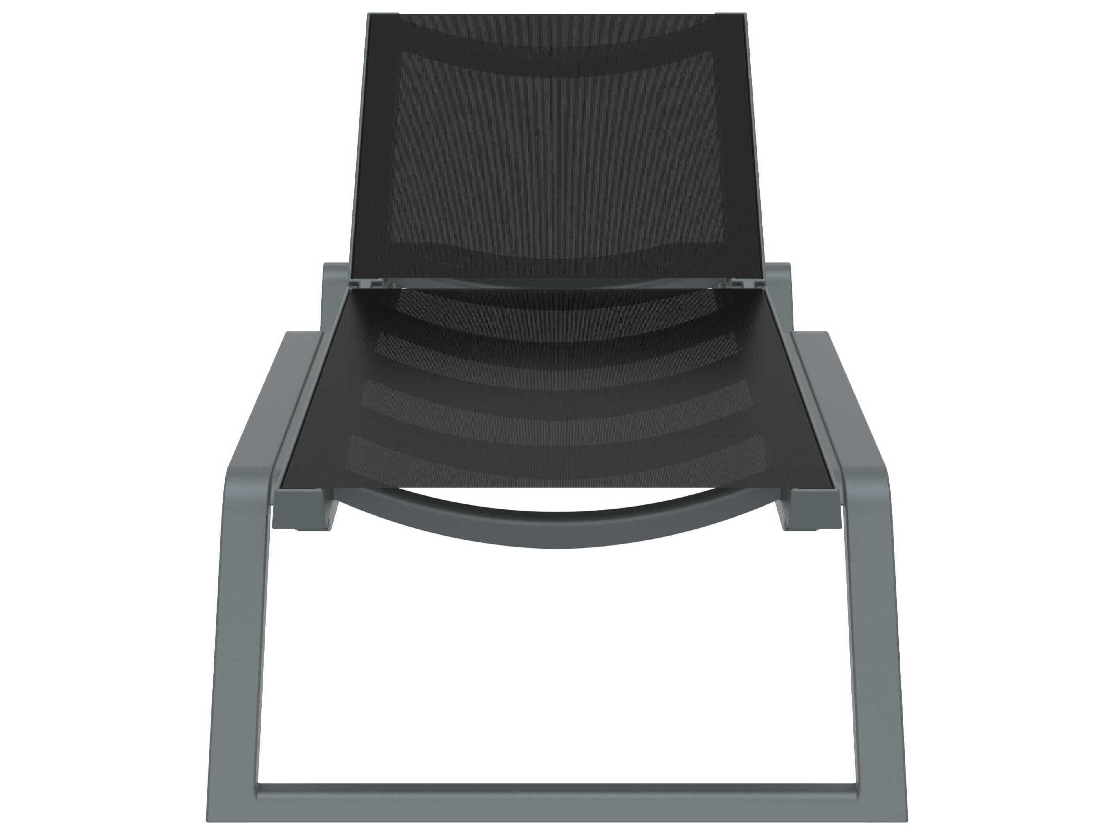 Compamia Rio Dark Gray Black Polypropylene Sling Chaise Lounge