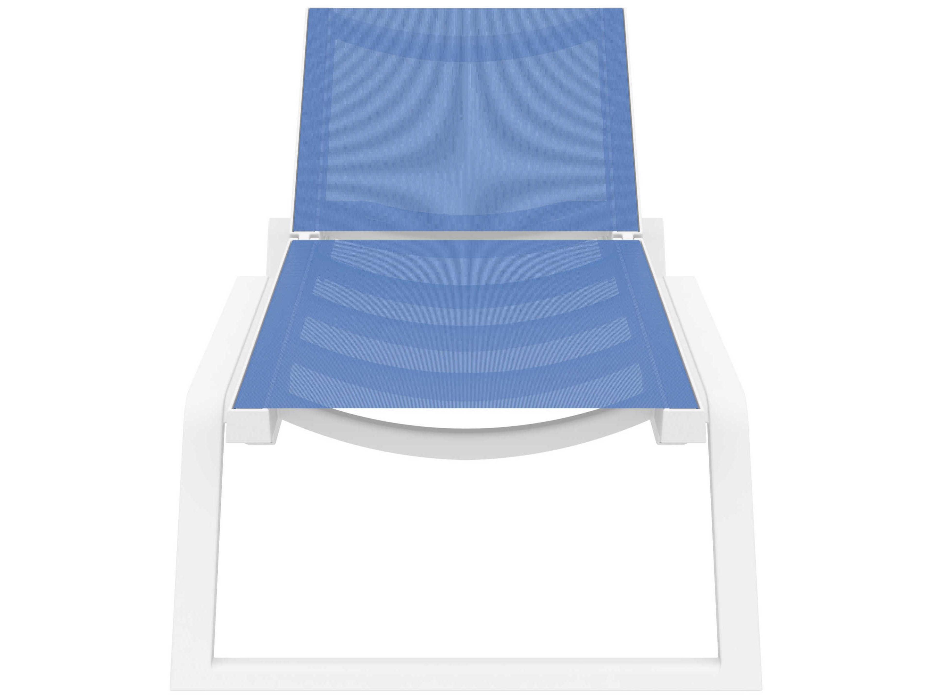 Compamia Rio White Blue Polypropylene Sling Chaise Lounge