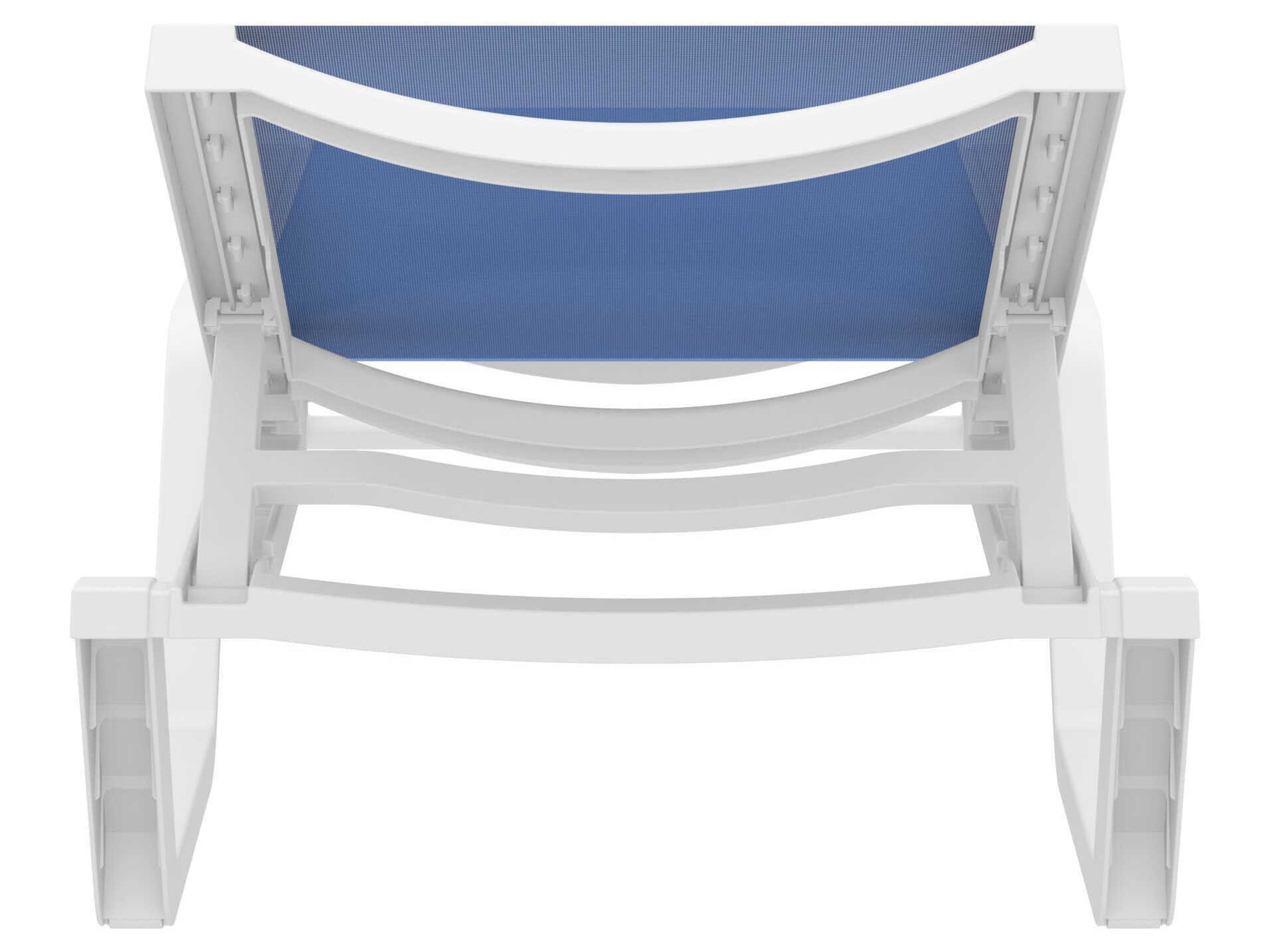Compamia Rio White Blue Polypropylene Sling Chaise Lounge
