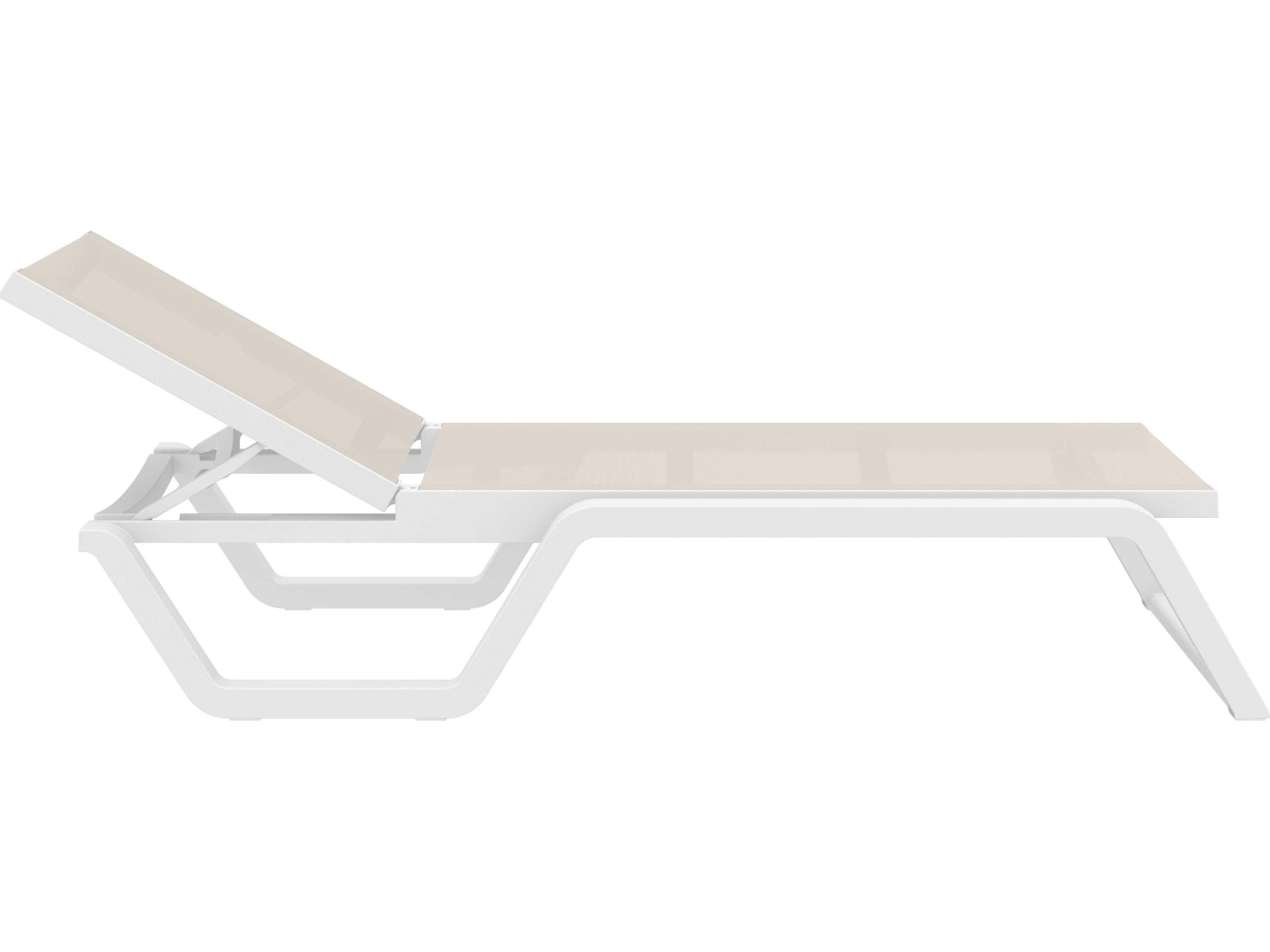Compamia Rio White Taupe Polypropylene Sling Chaise Lounge