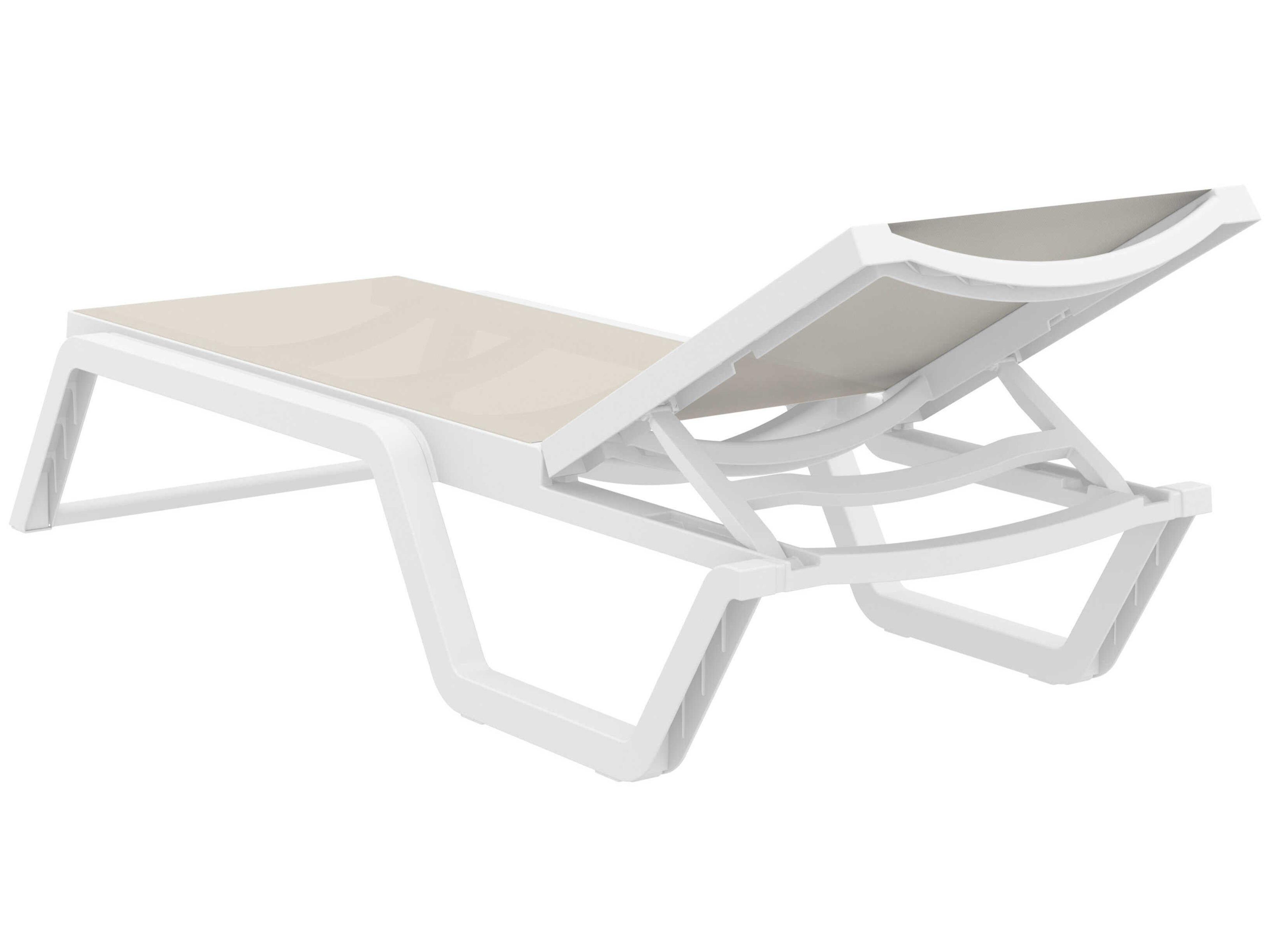 Compamia Rio White Taupe Polypropylene Sling Chaise Lounge
