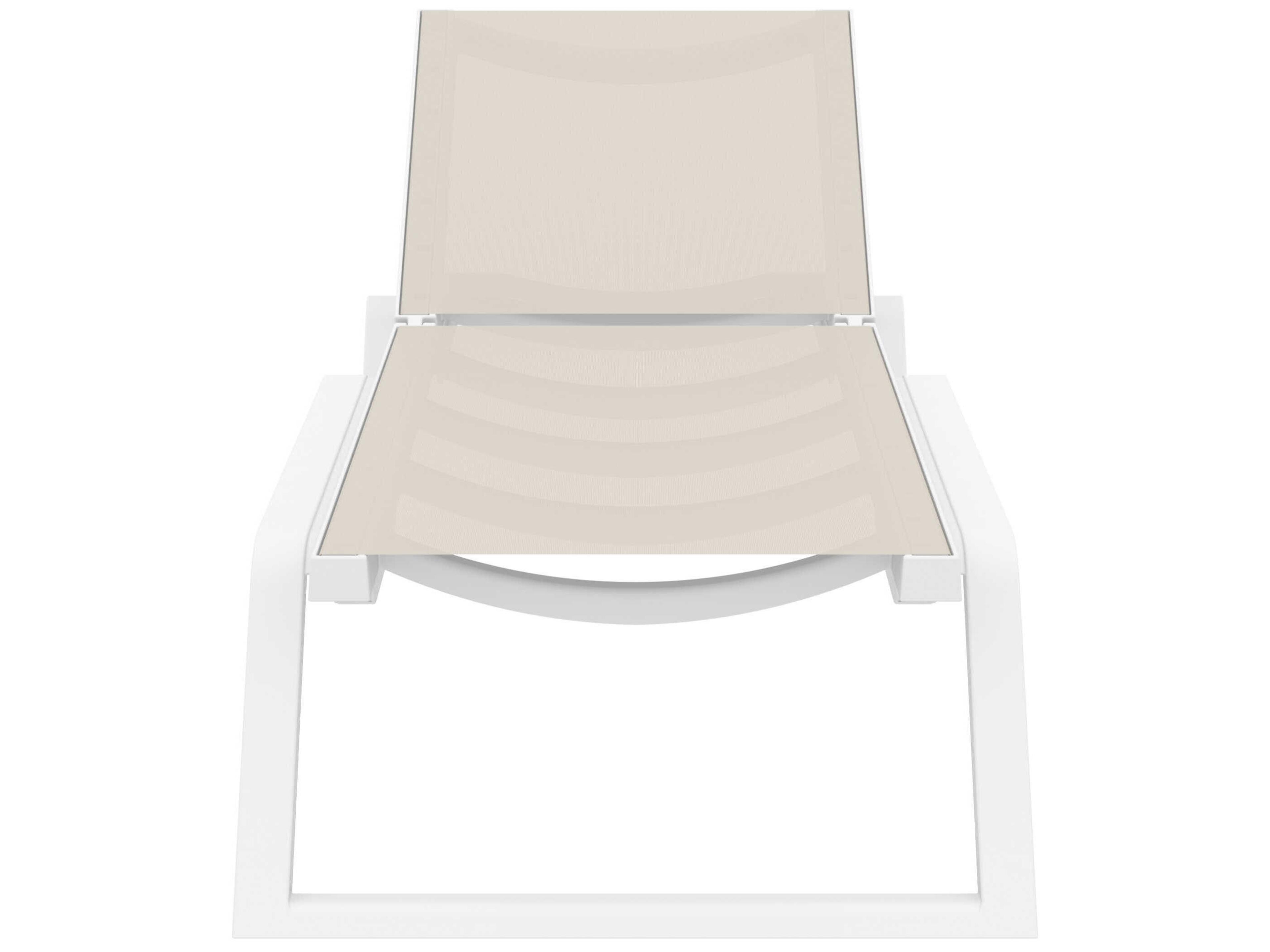Compamia Rio White Taupe Polypropylene Sling Chaise Lounge