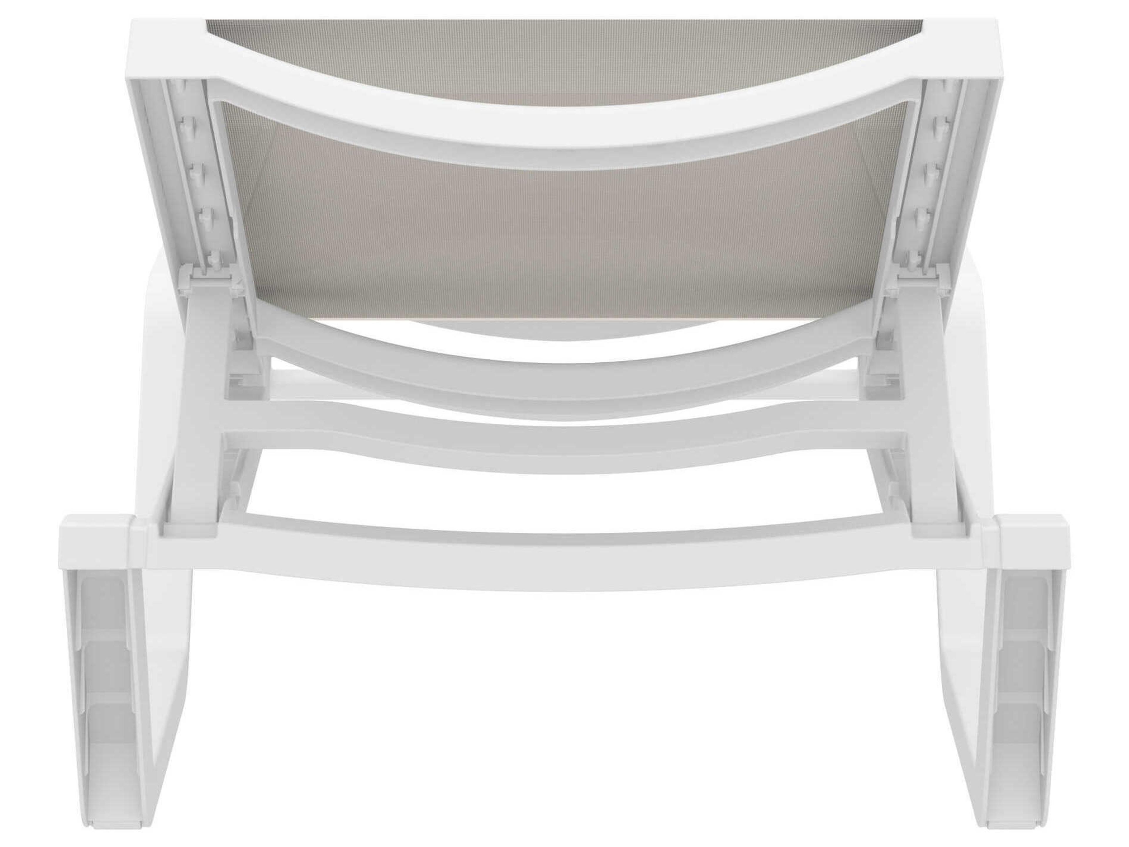 Compamia Rio White Taupe Polypropylene Sling Chaise Lounge