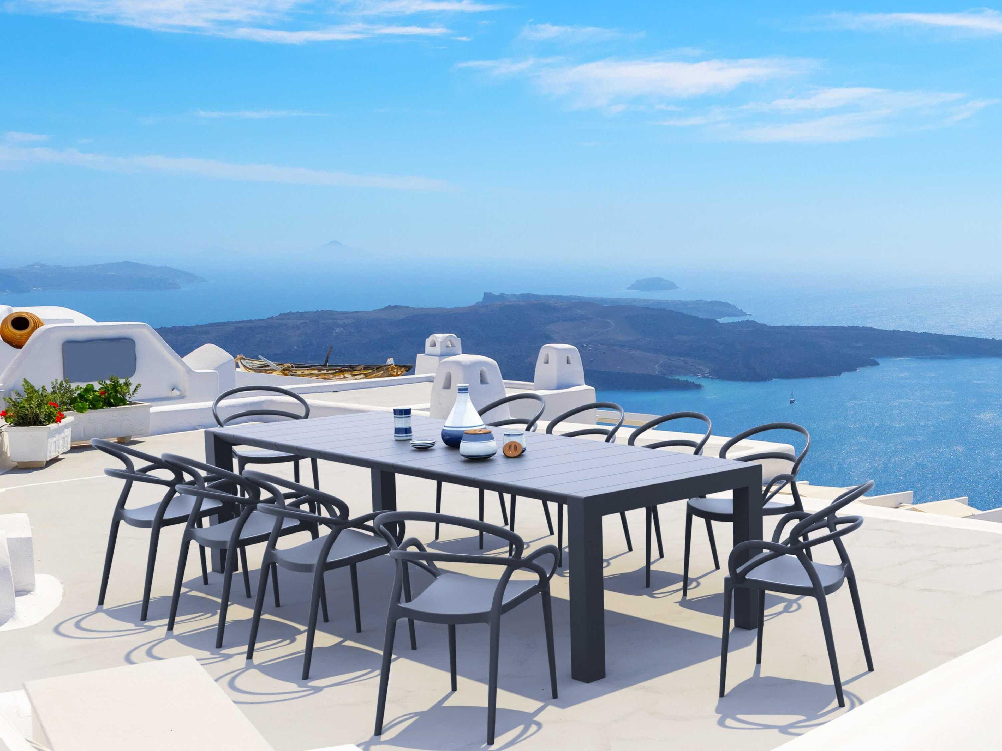 Mila Dark Gray Resin Dining Set