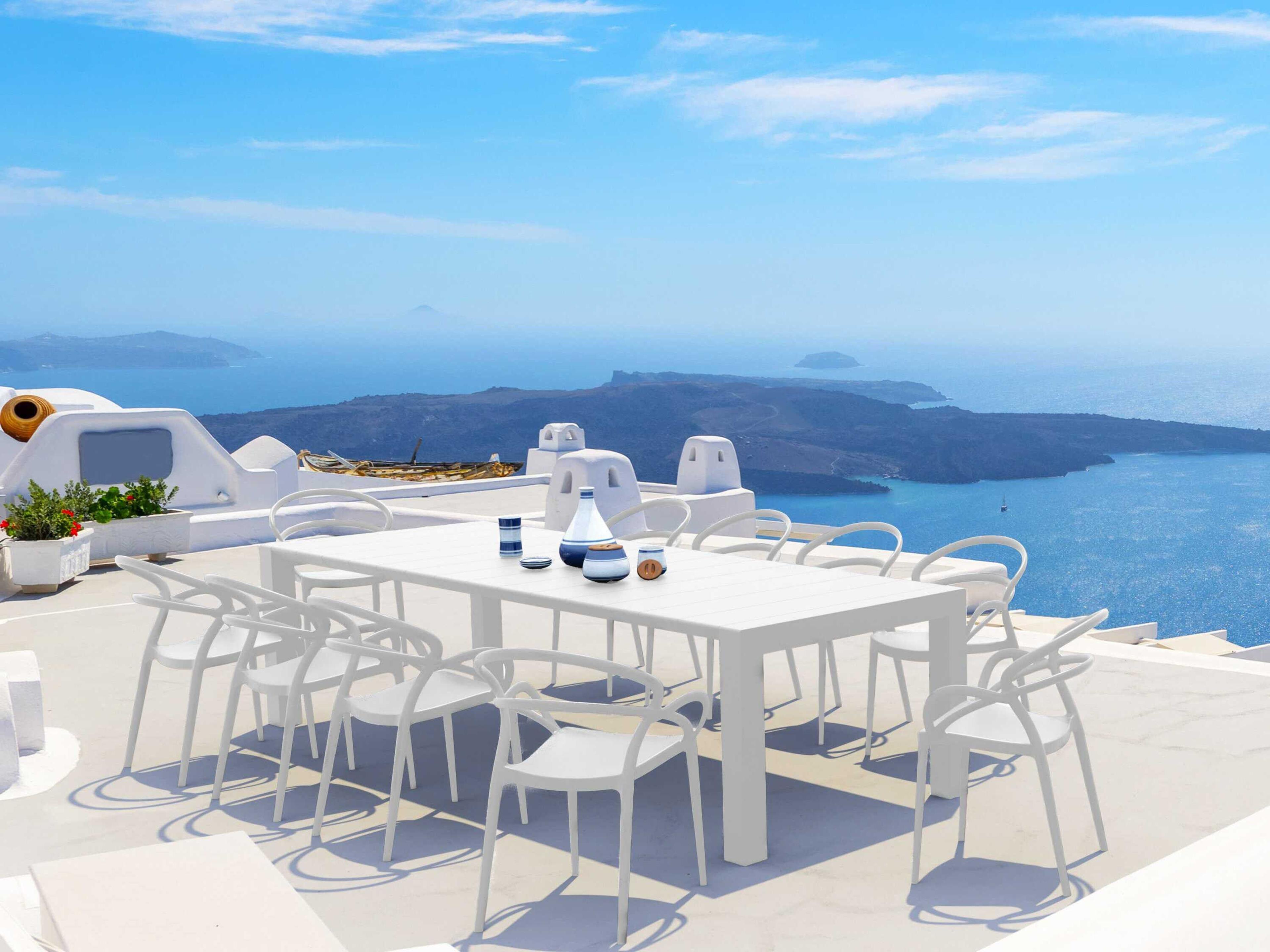 Mila White Resin Dining Set