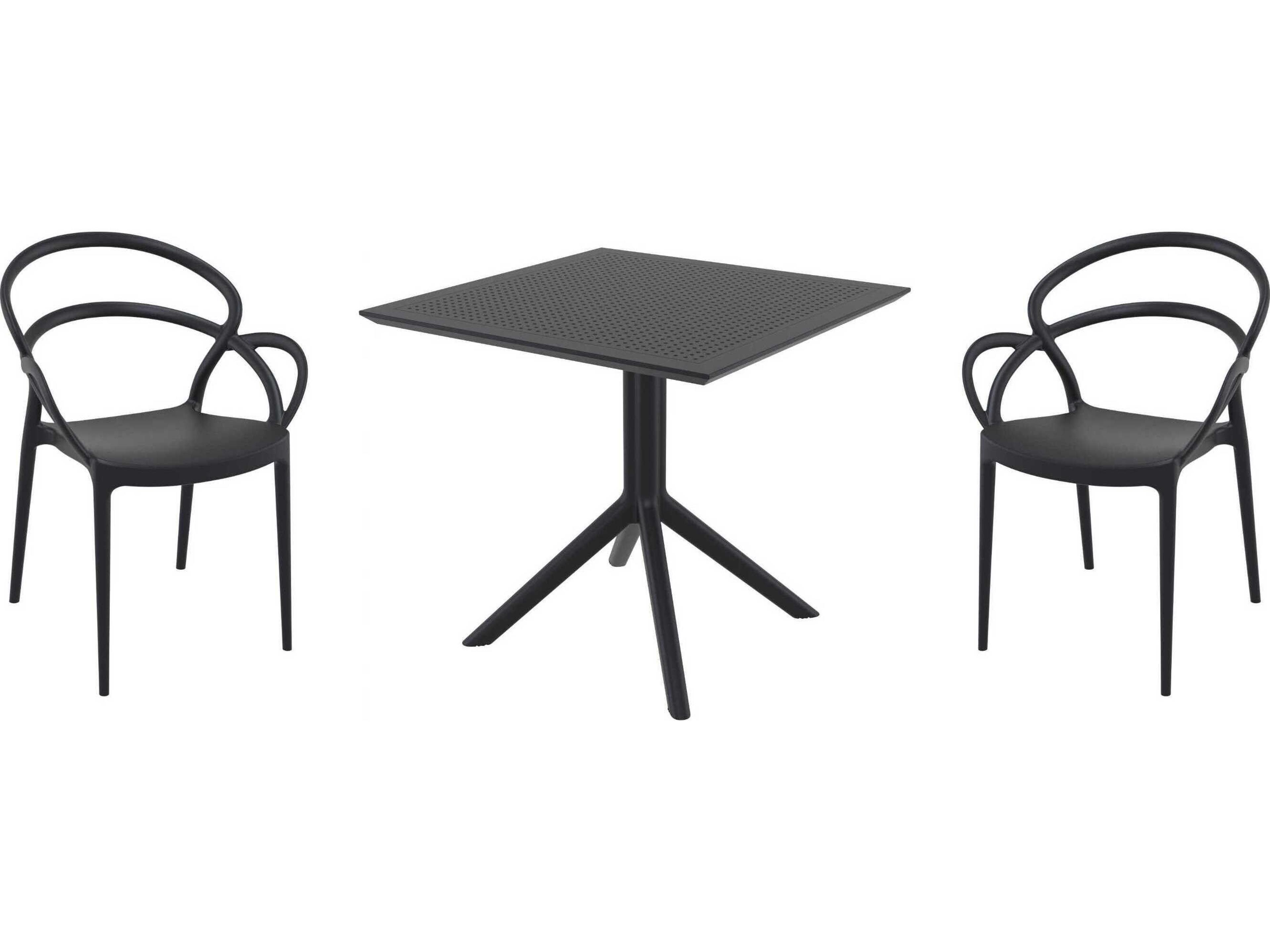 Mila Black Polypropylene Dining Set