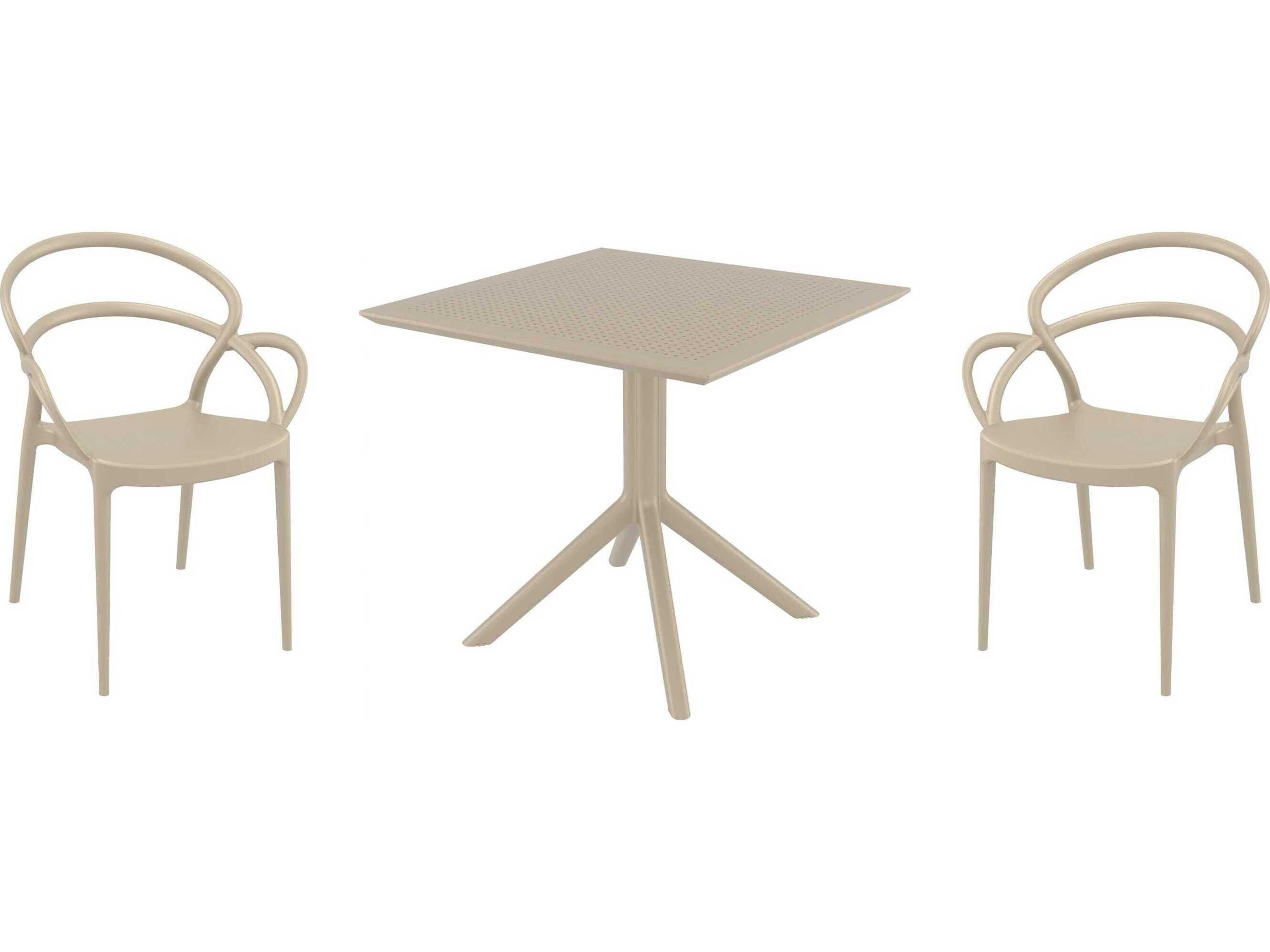 Mila Taupe Polypropylene Dining Set