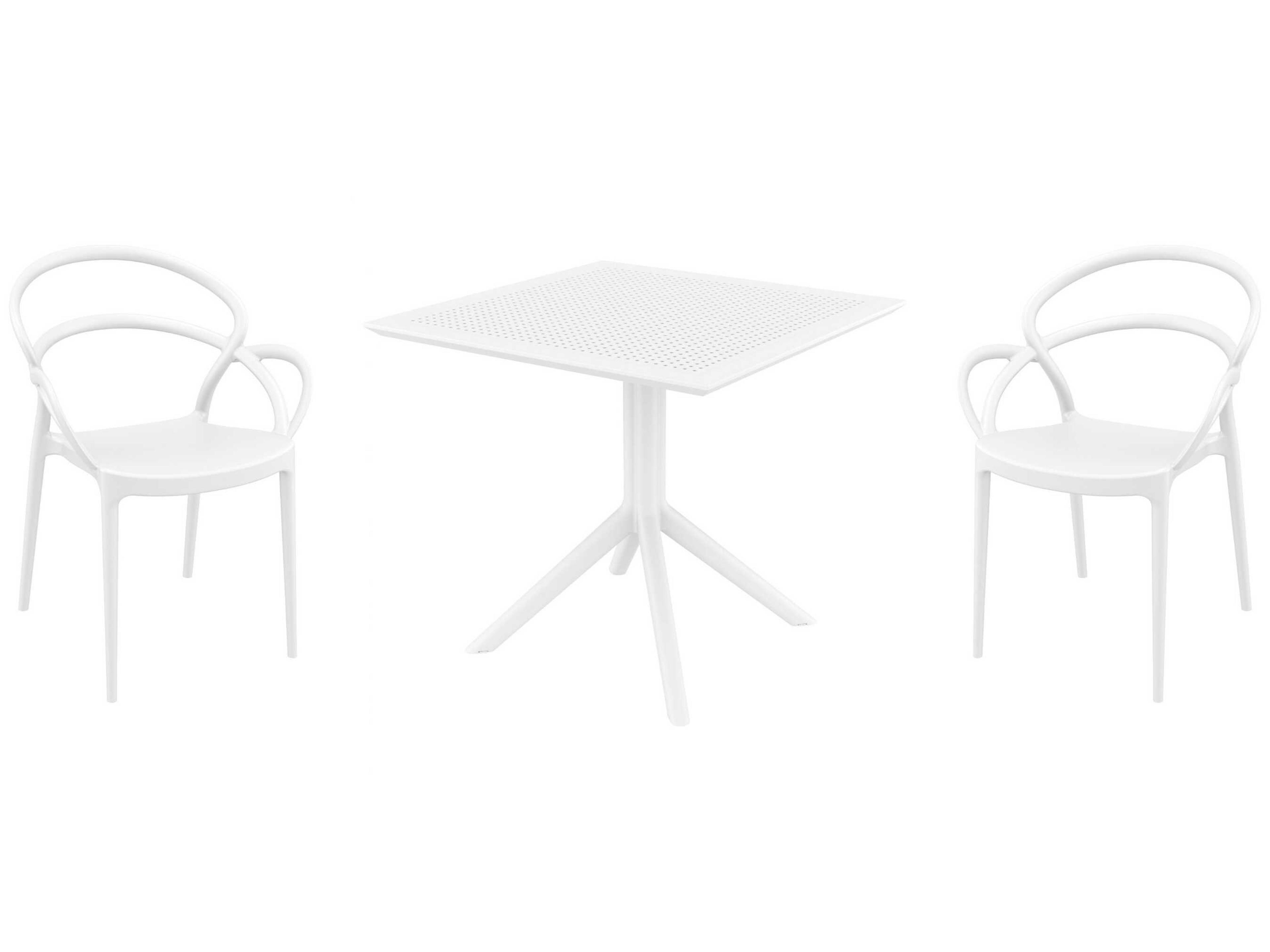 Mila White Polypropylene Dining Set