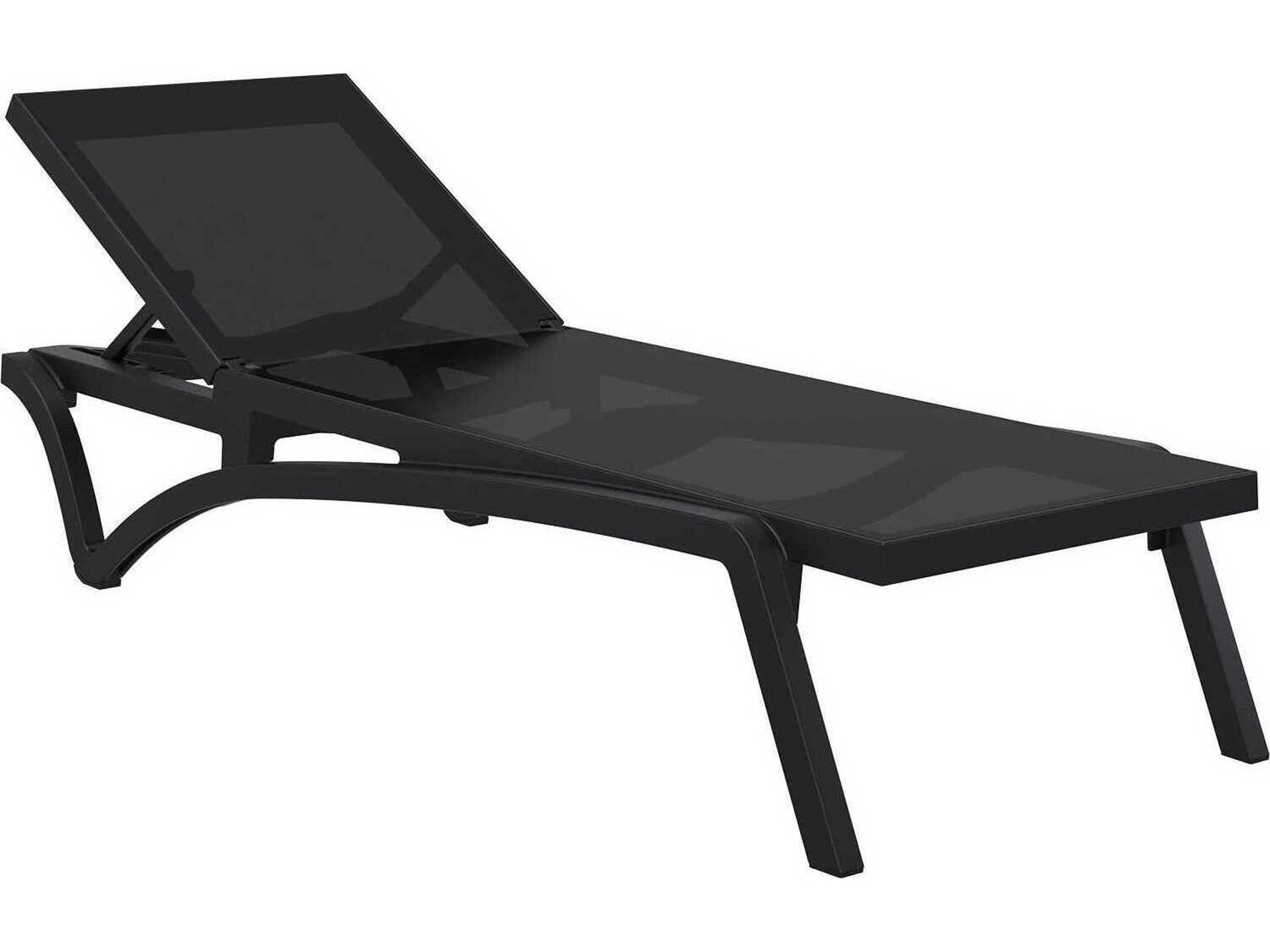 Pacific Black Resin Sling Chaise Lounge