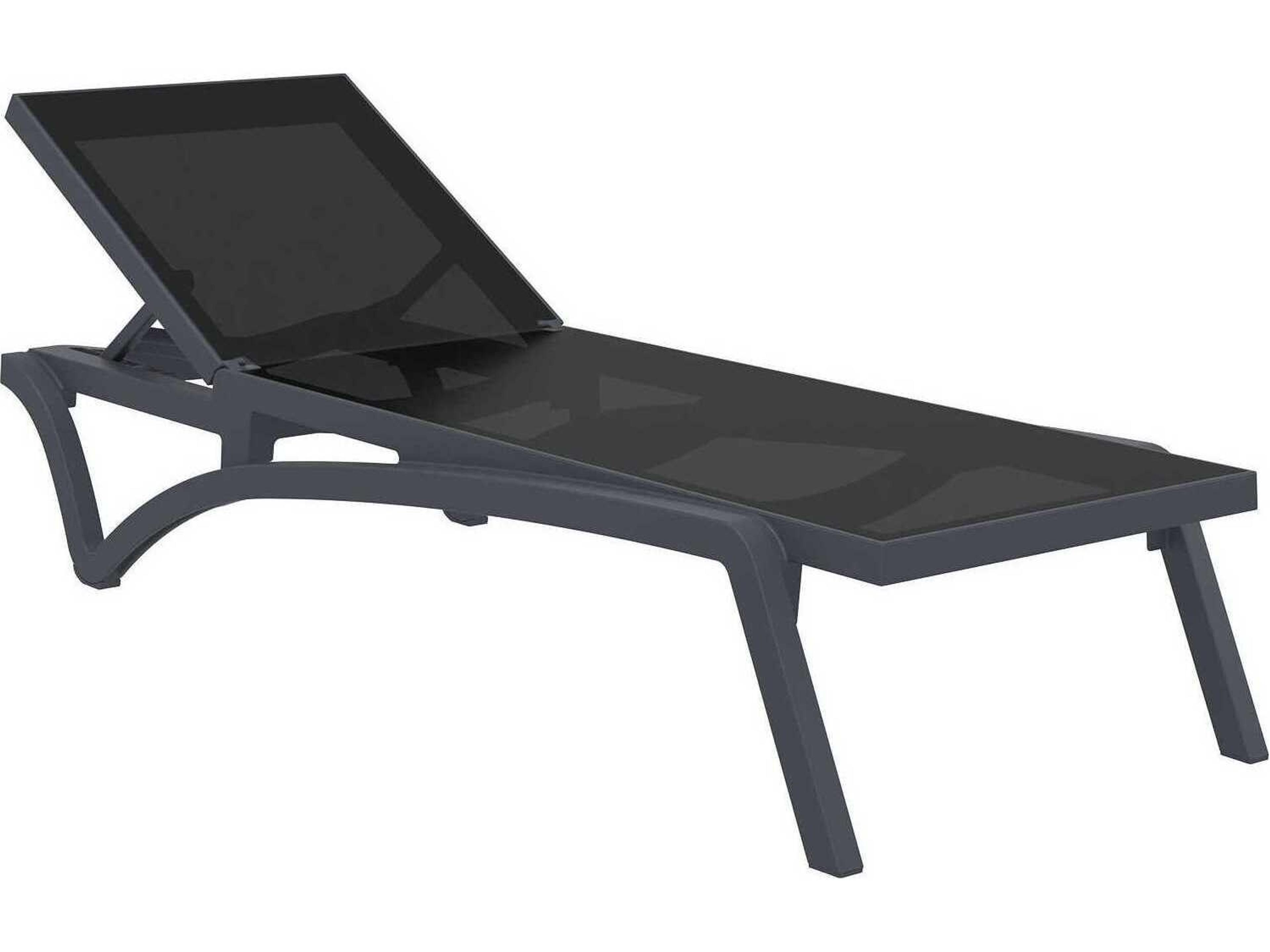Pacific Dark Gray Black Resin Sling Chaise Lounge