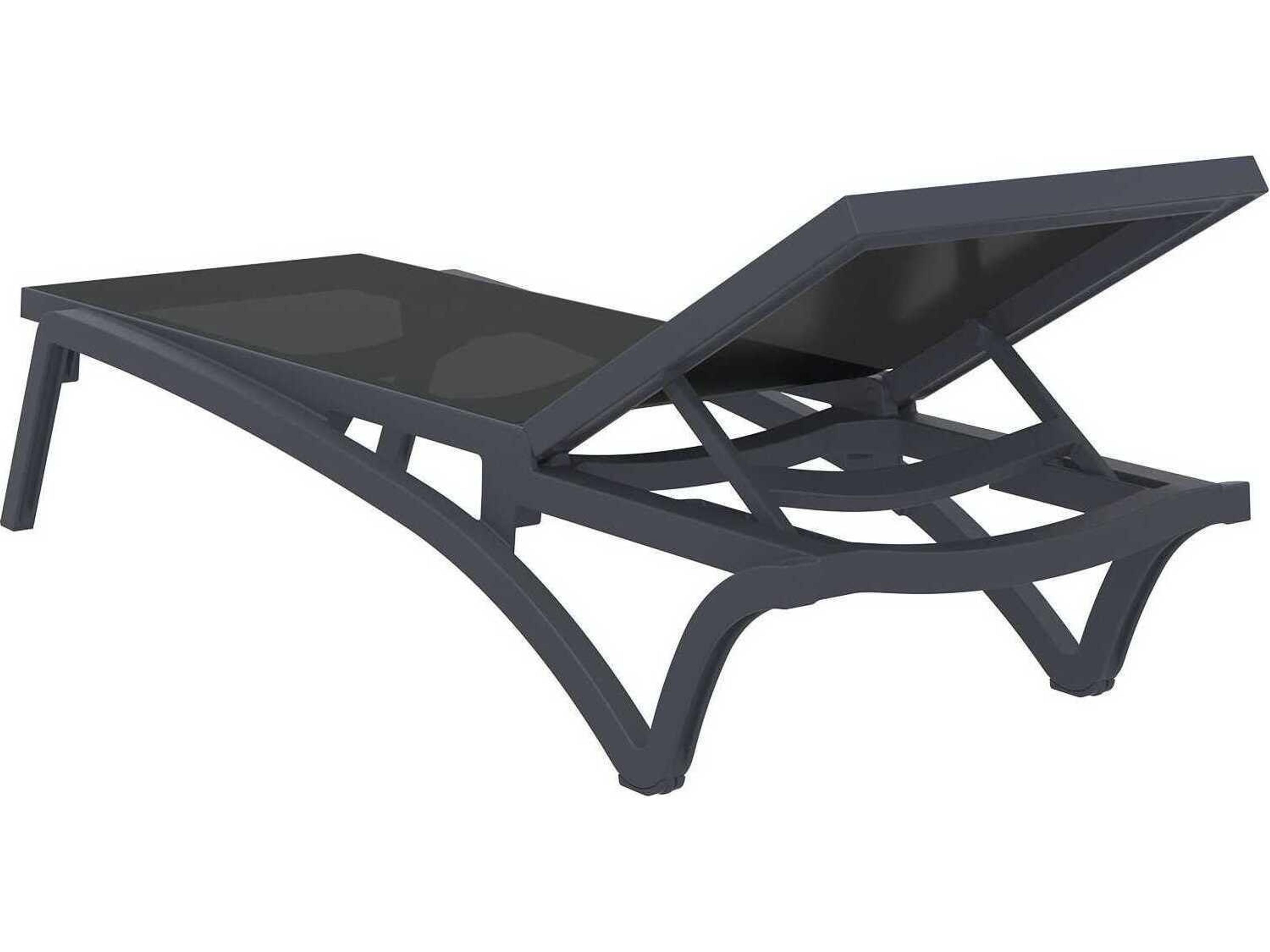 Compamia Pacific Dark Gray Black Resin Sling Chaise Lounge