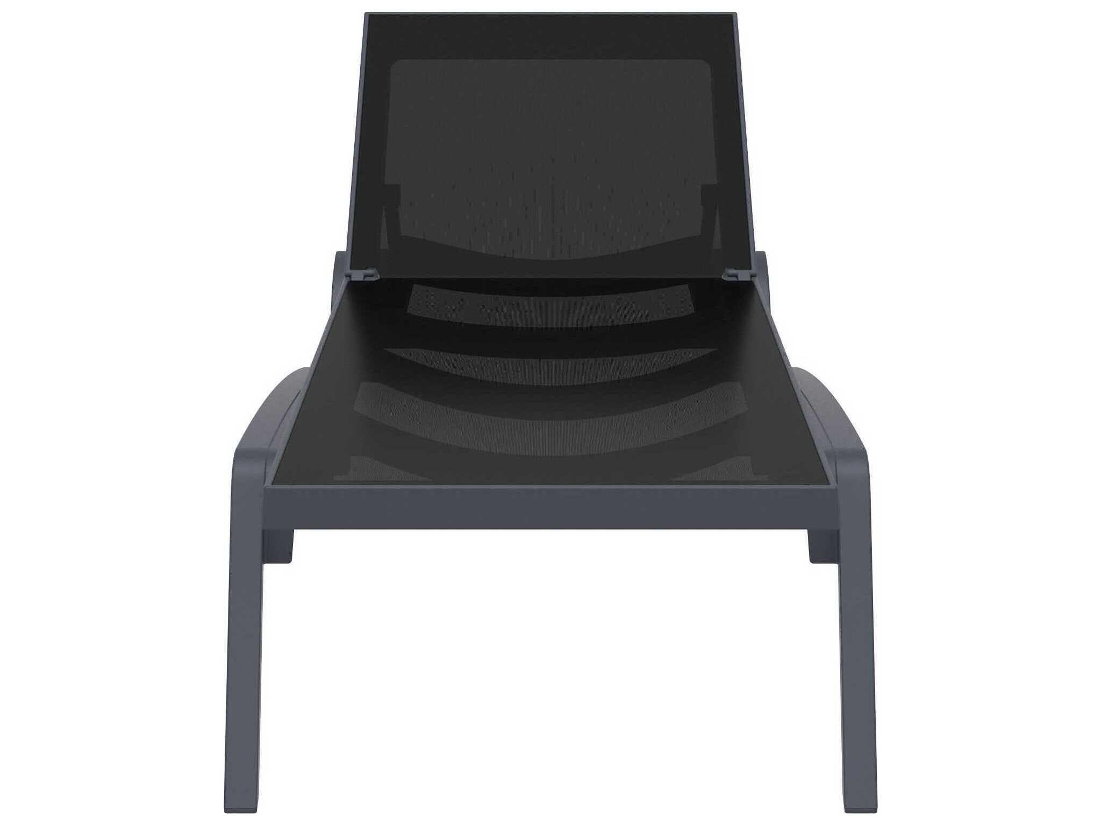 Compamia Pacific Dark Gray Black Resin Sling Chaise Lounge