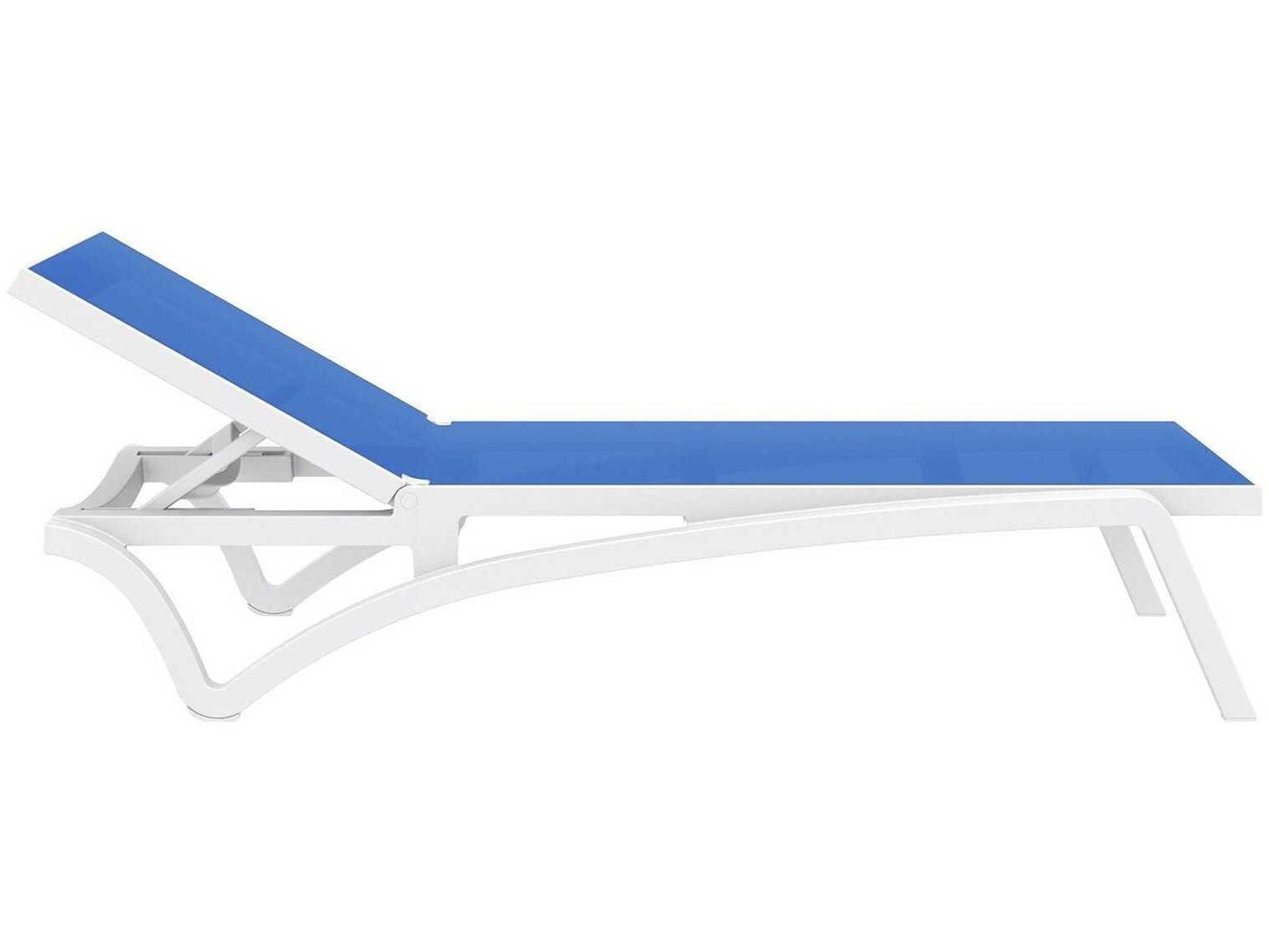 Compamia Pacific White Blue Resin Sling Chaise Lounge
