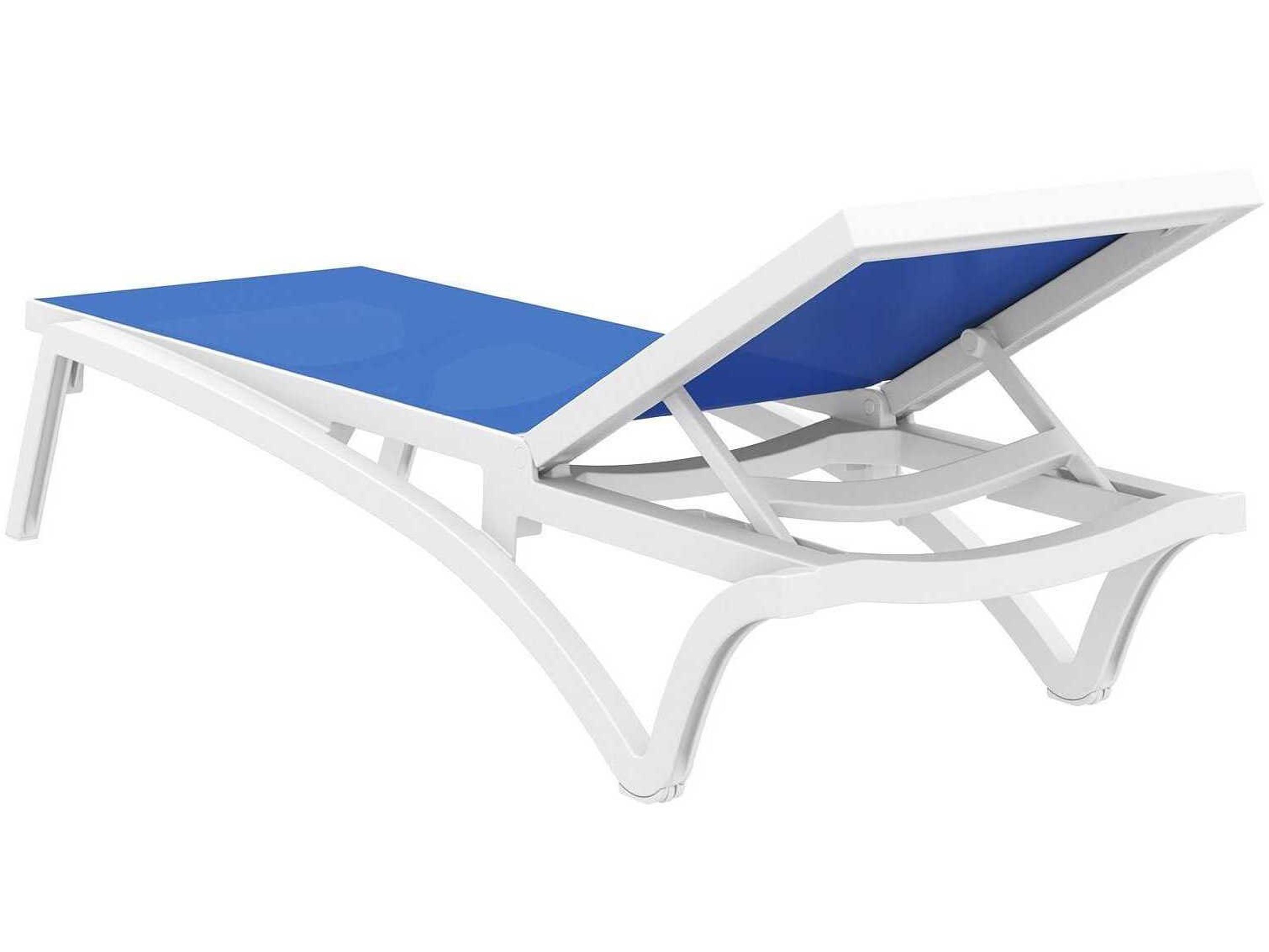 Compamia Pacific White Blue Resin Sling Chaise Lounge
