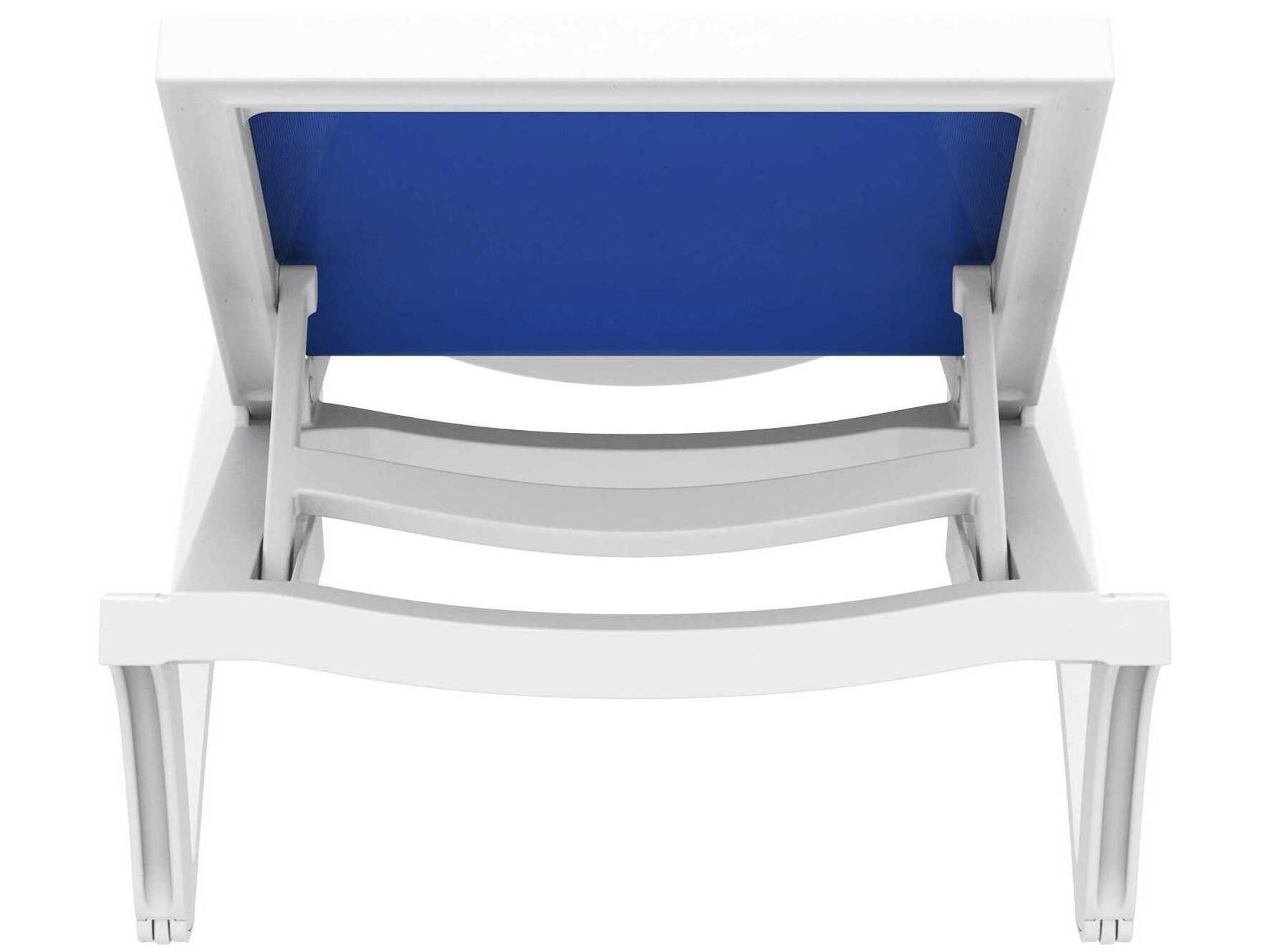 Compamia Pacific White Blue Resin Sling Chaise Lounge