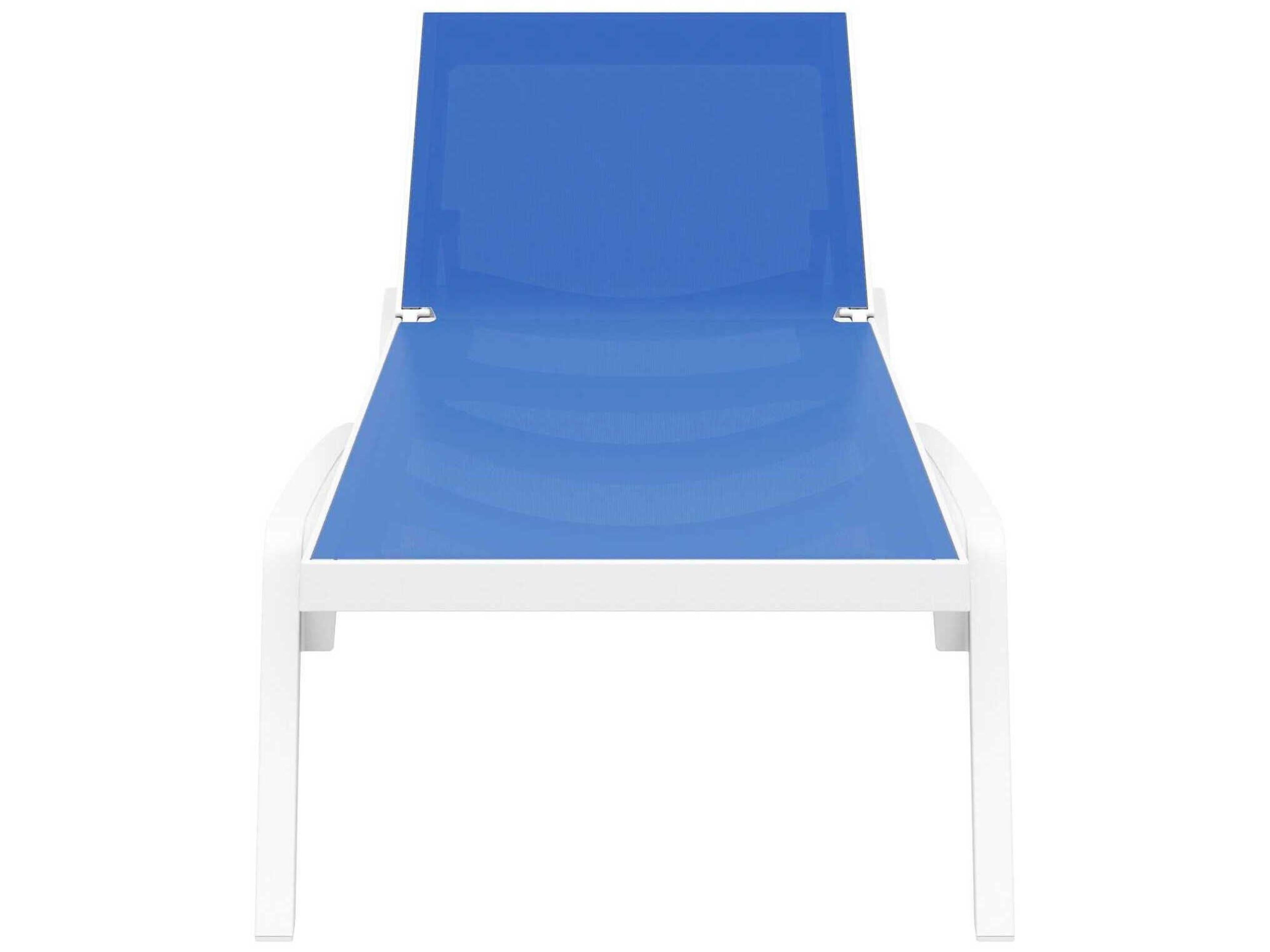 Compamia Pacific White Blue Resin Sling Chaise Lounge