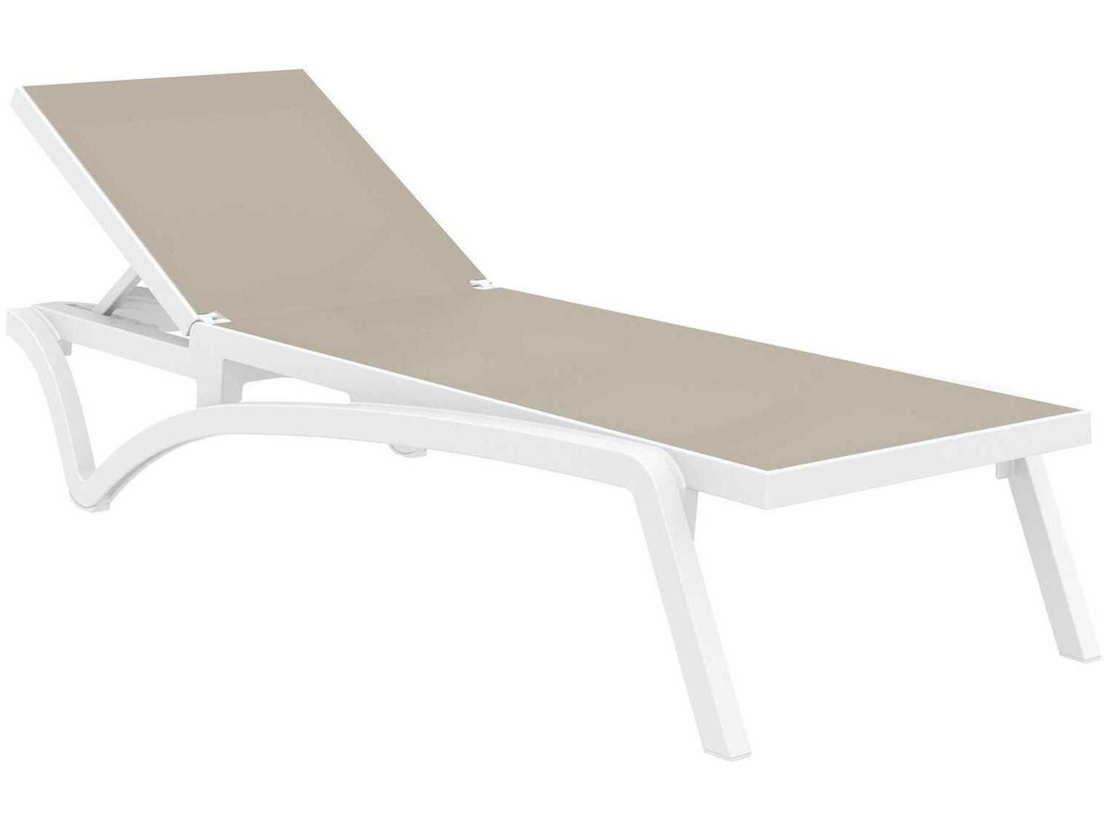 Pacific White Taupe Resin Sling Chaise Lounge