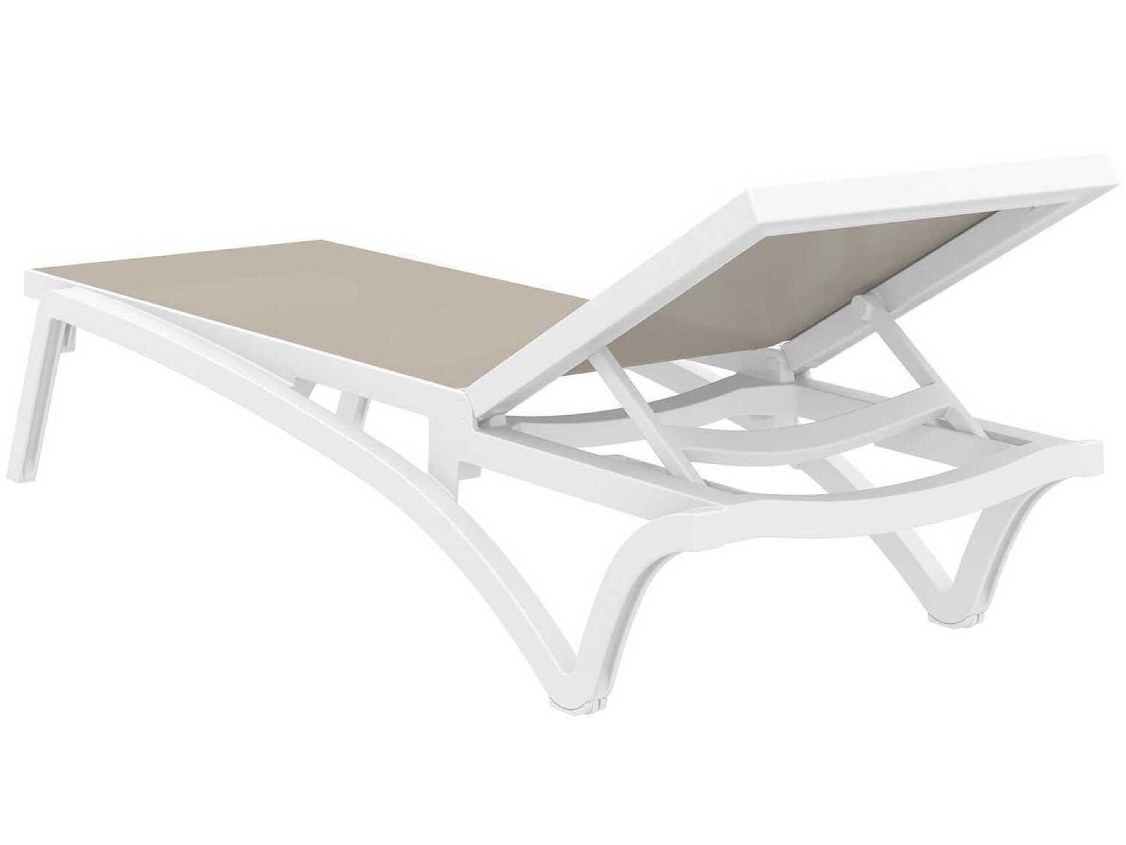 Compamia Pacific White Taupe Resin Sling Chaise Lounge