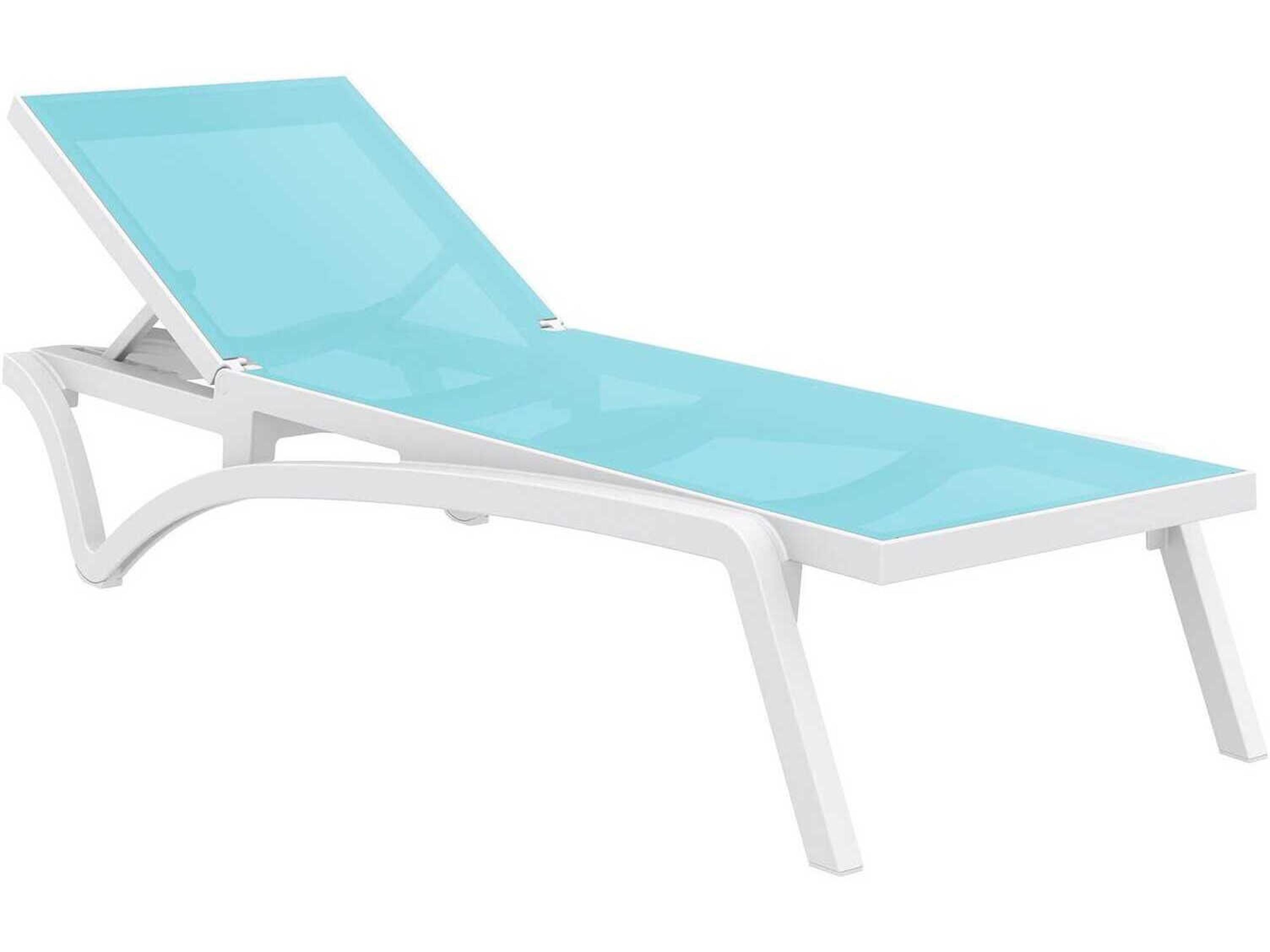 Pacific White Turquiose Resin Sling Chaise Lounge