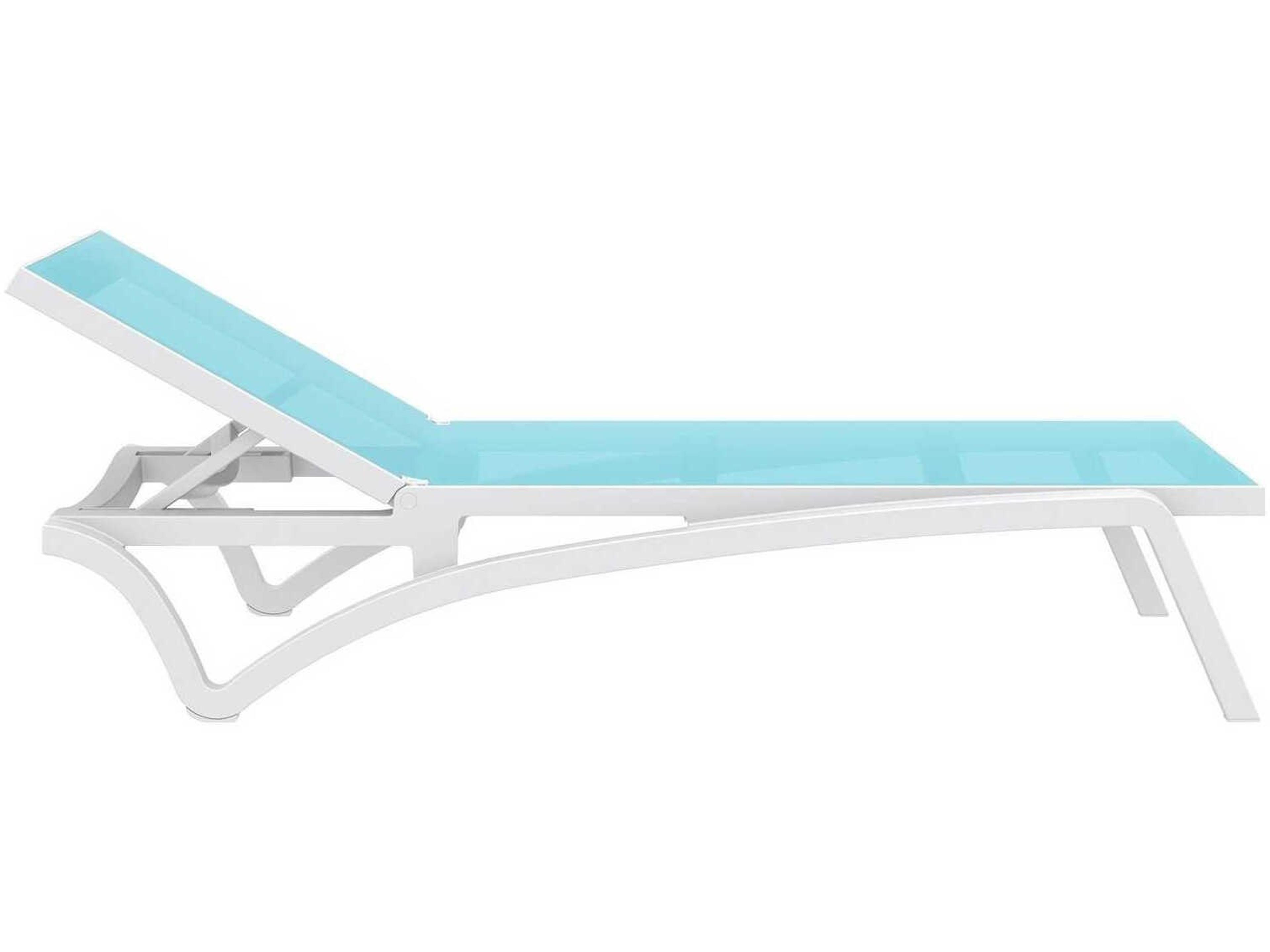Compamia Pacific White Turquiose Resin Sling Chaise Lounge