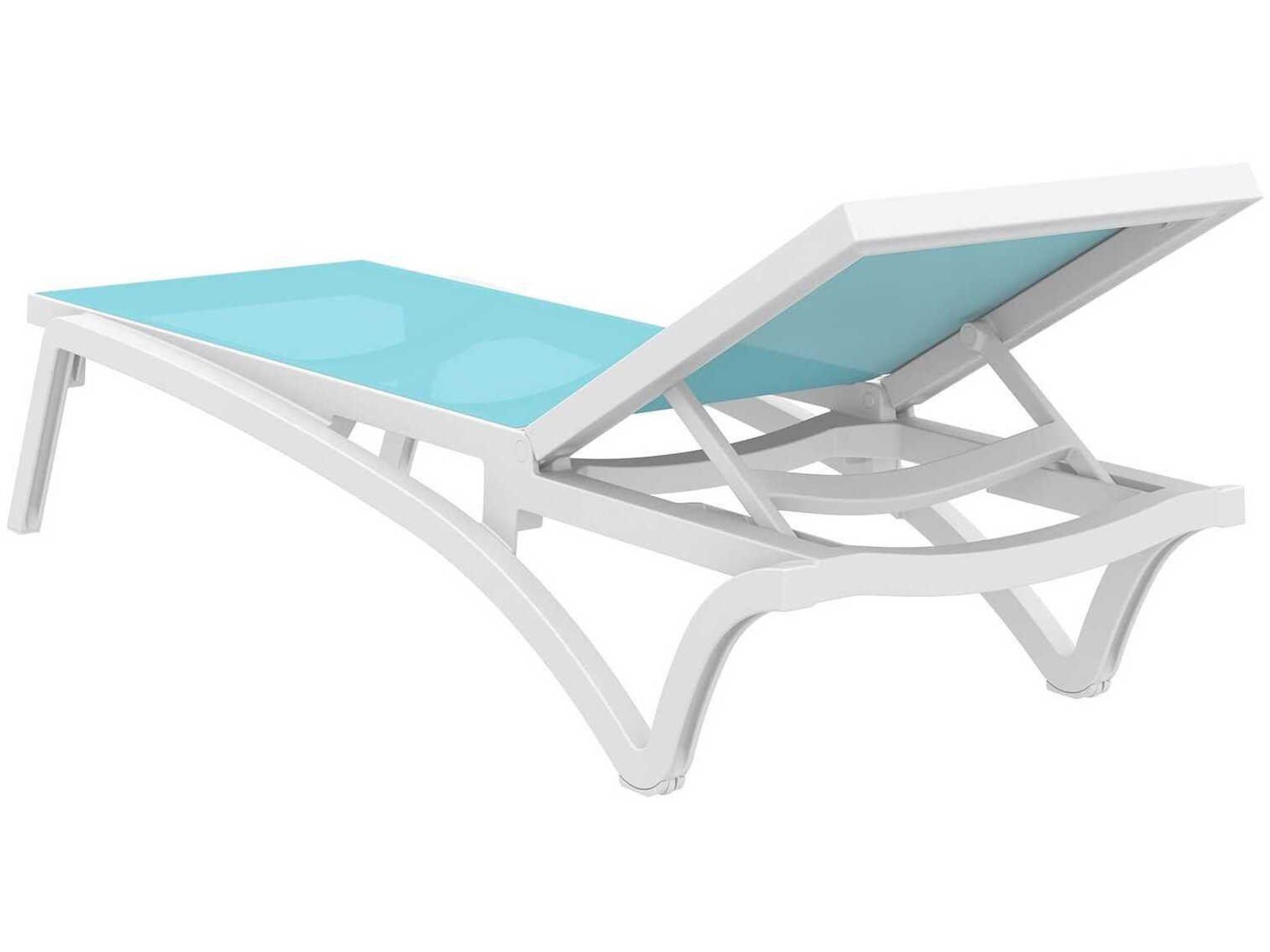 Compamia Pacific White Turquiose Resin Sling Chaise Lounge