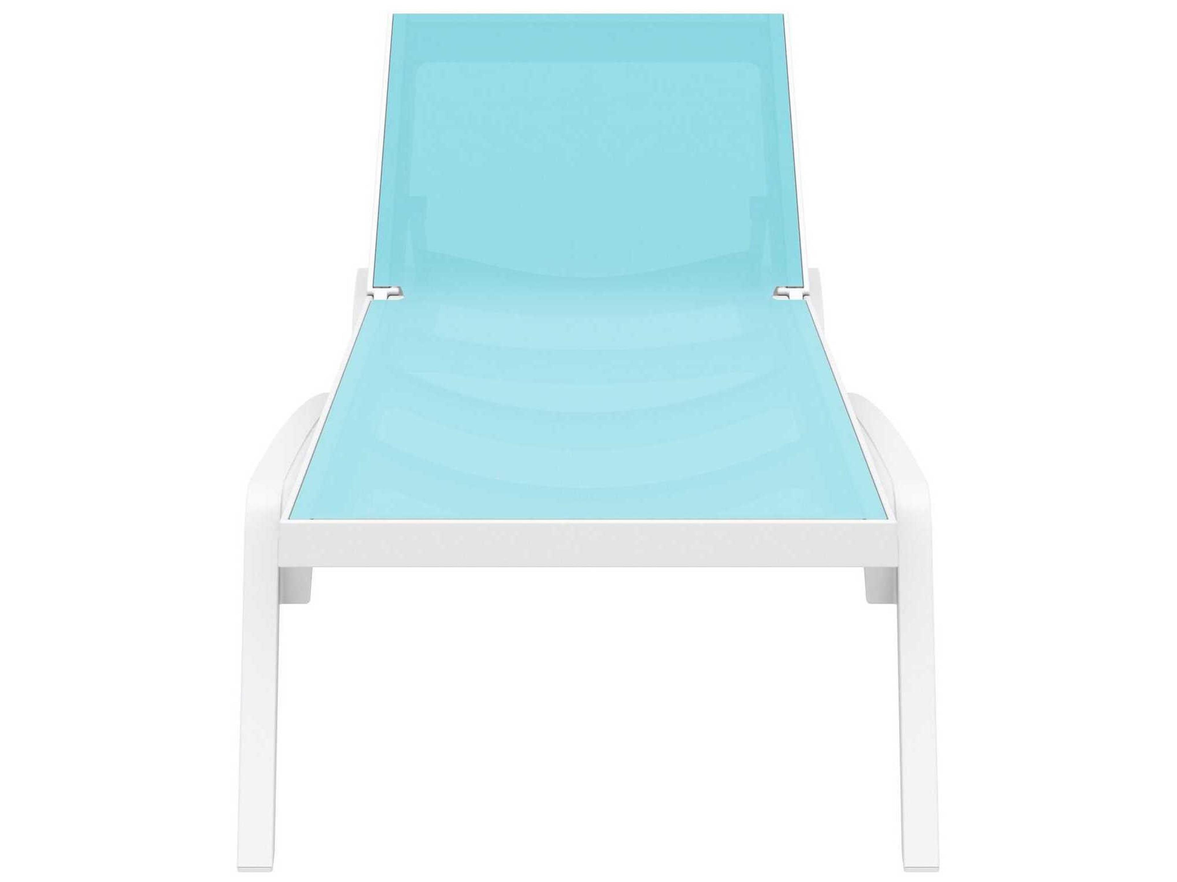 Compamia Pacific White Turquiose Resin Sling Chaise Lounge