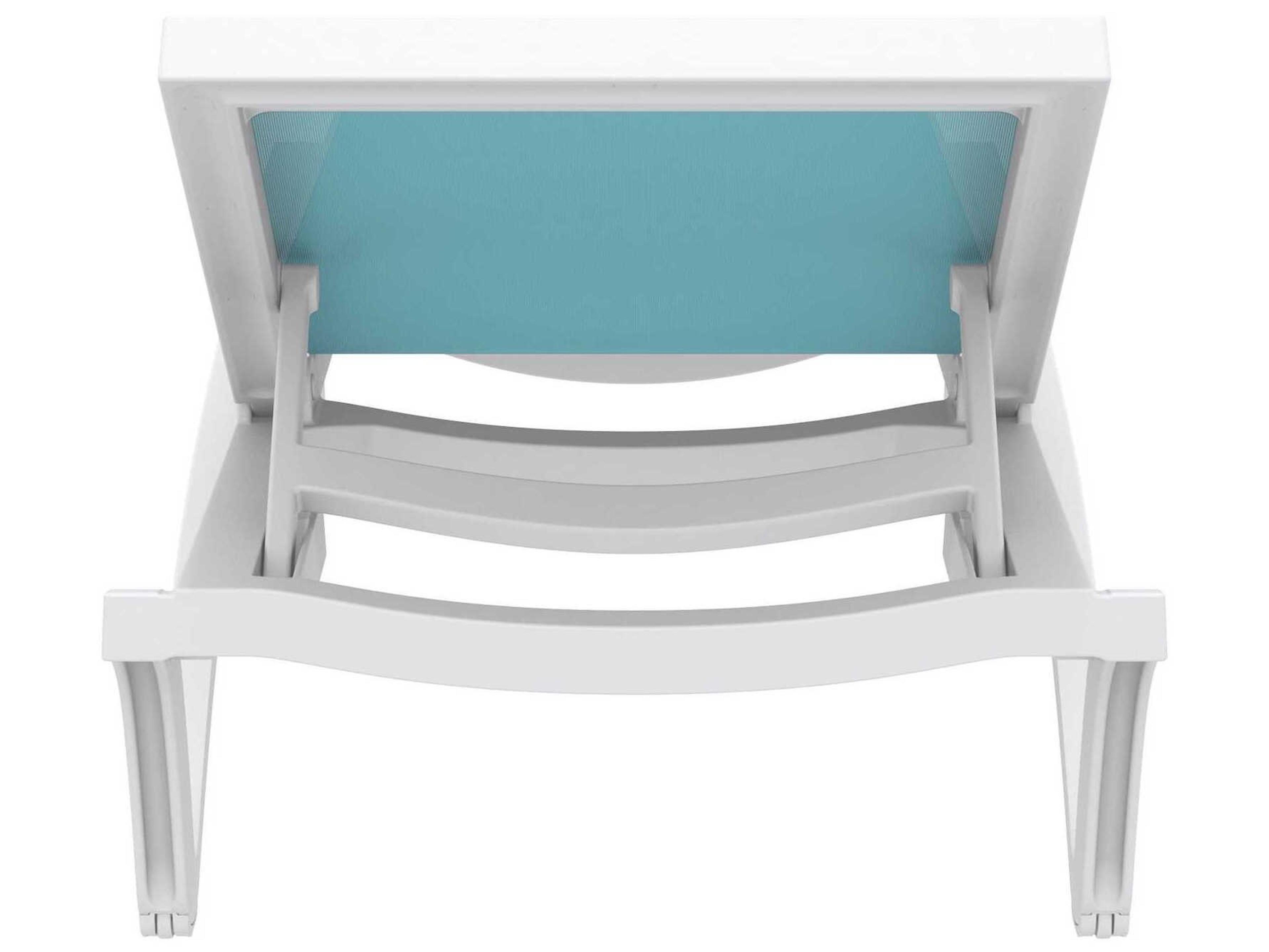 Compamia Pacific White Turquiose Resin Sling Chaise Lounge
