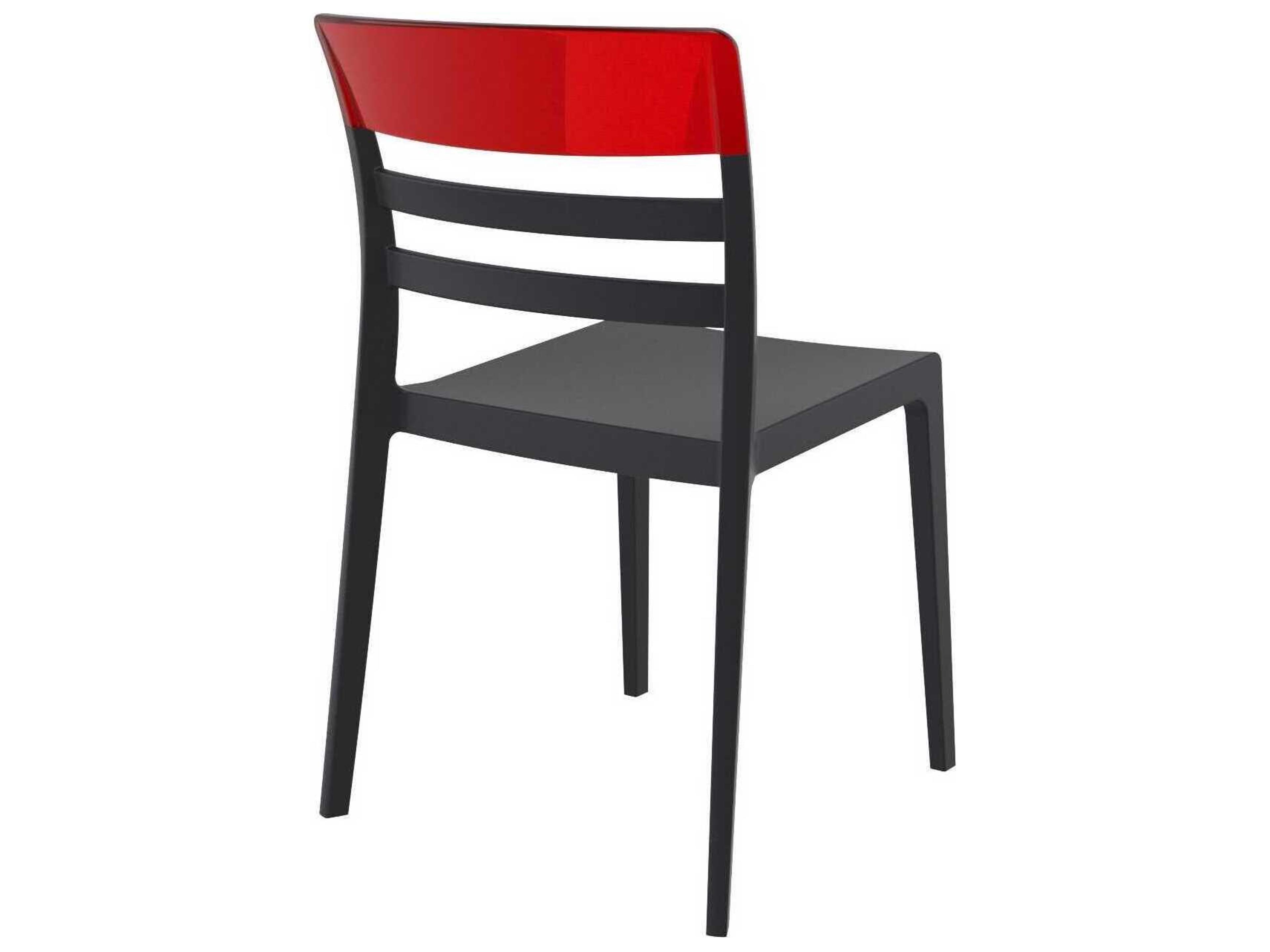 Compamia Moon Black Transparent Red Polypropylene Dining Chair