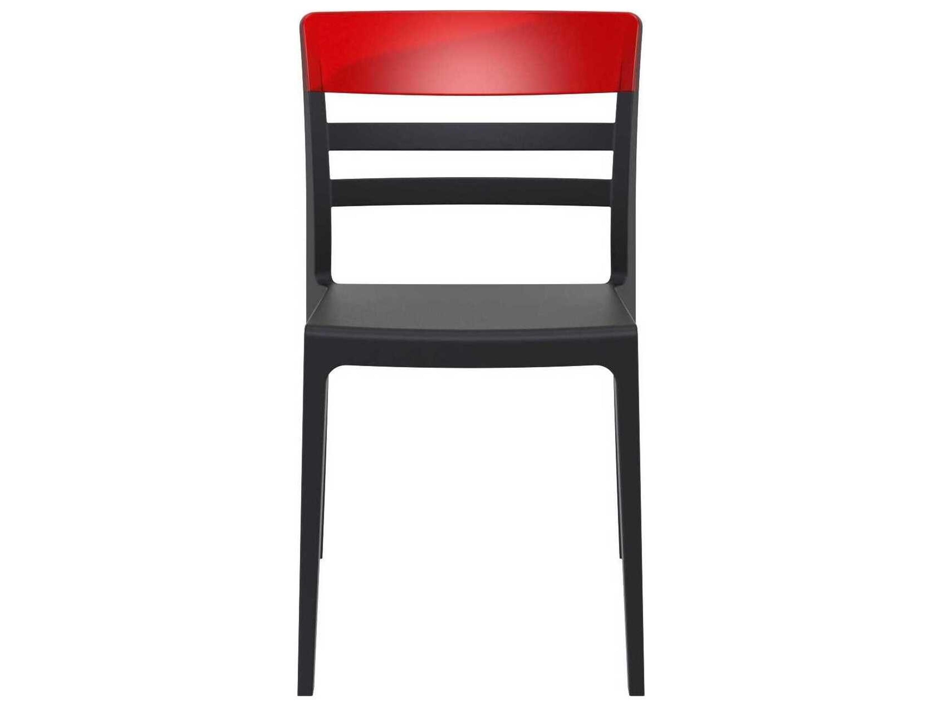 Compamia Moon Black Transparent Red Polypropylene Dining Chair