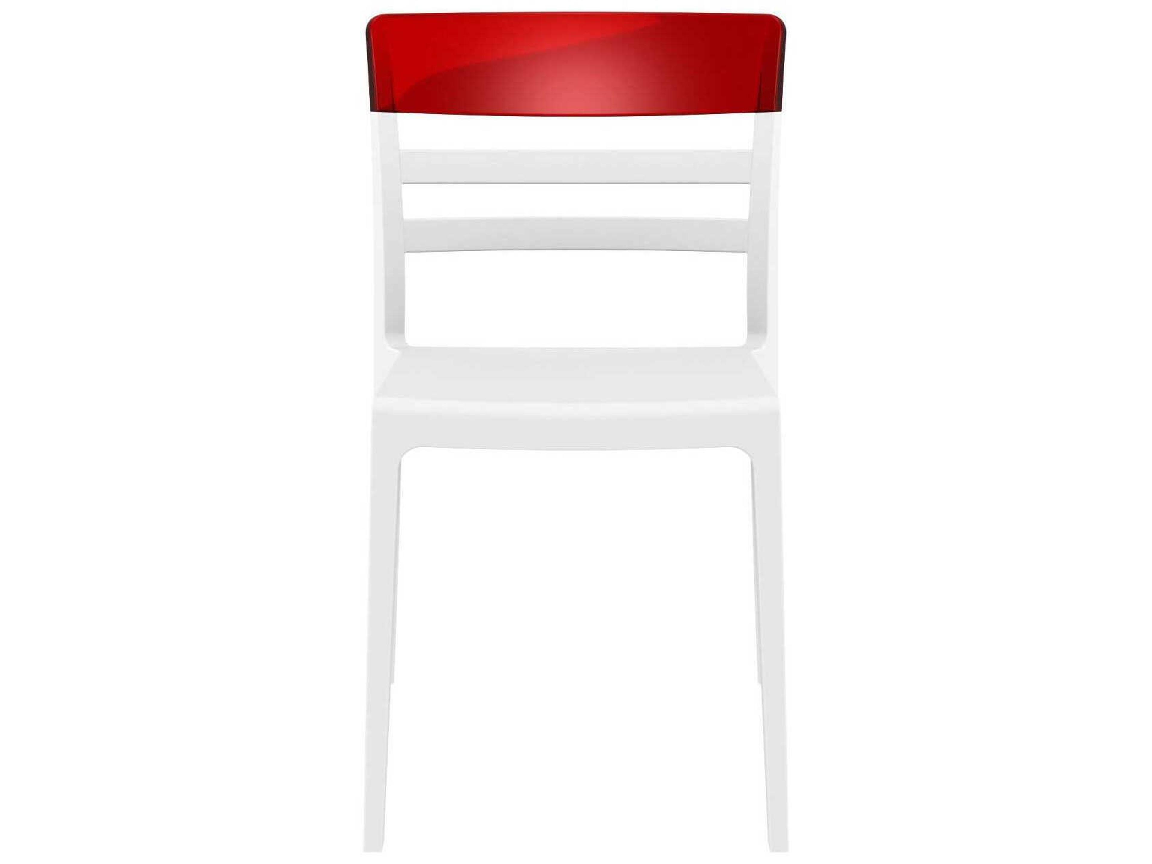 Compamia Moon White Transparent Red Polypropylene Dining Chair