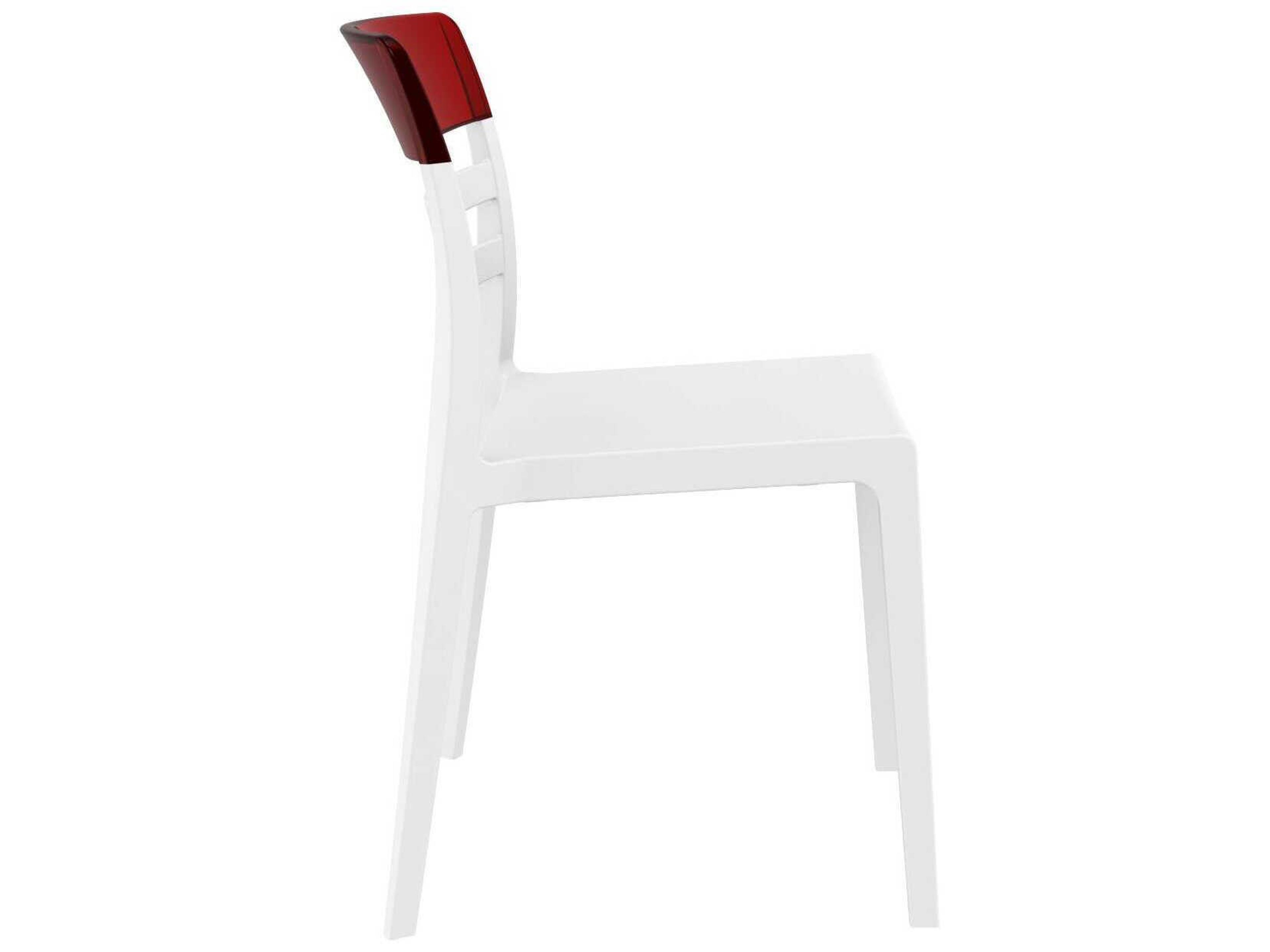 Compamia Moon White Transparent Red Polypropylene Dining Chair