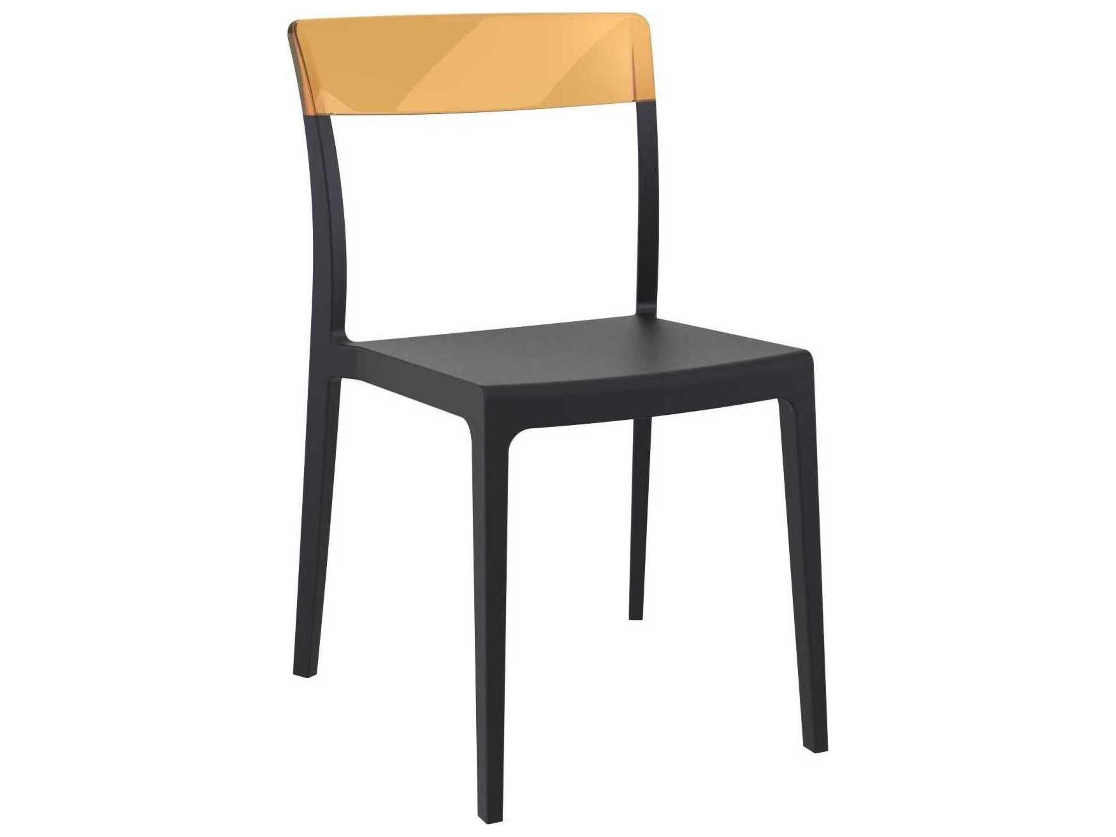 Flash Black Transparent Amber Polypropylene Dining Chair