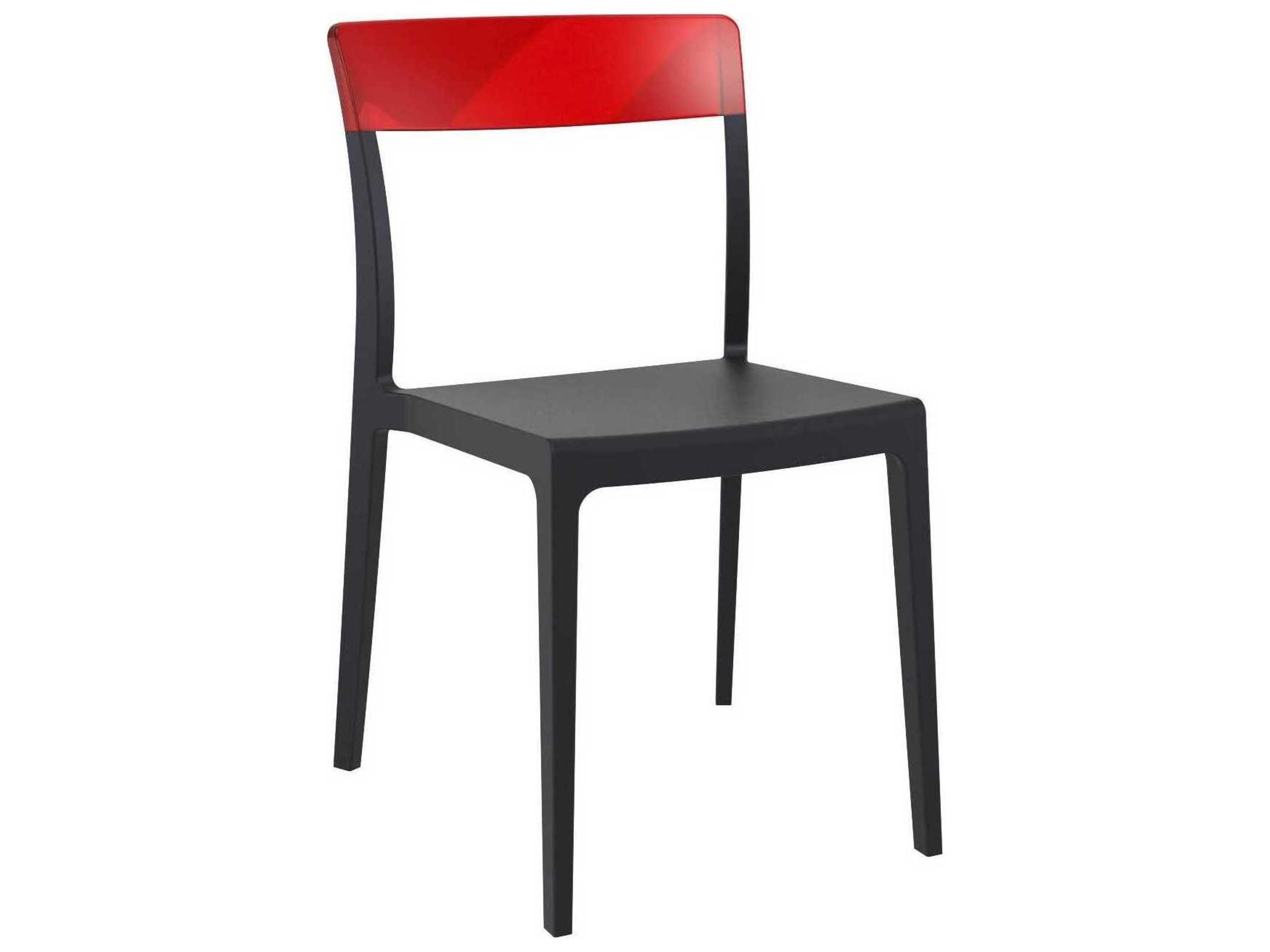 Flash Black Transparent Red Polypropylene Dining Chair