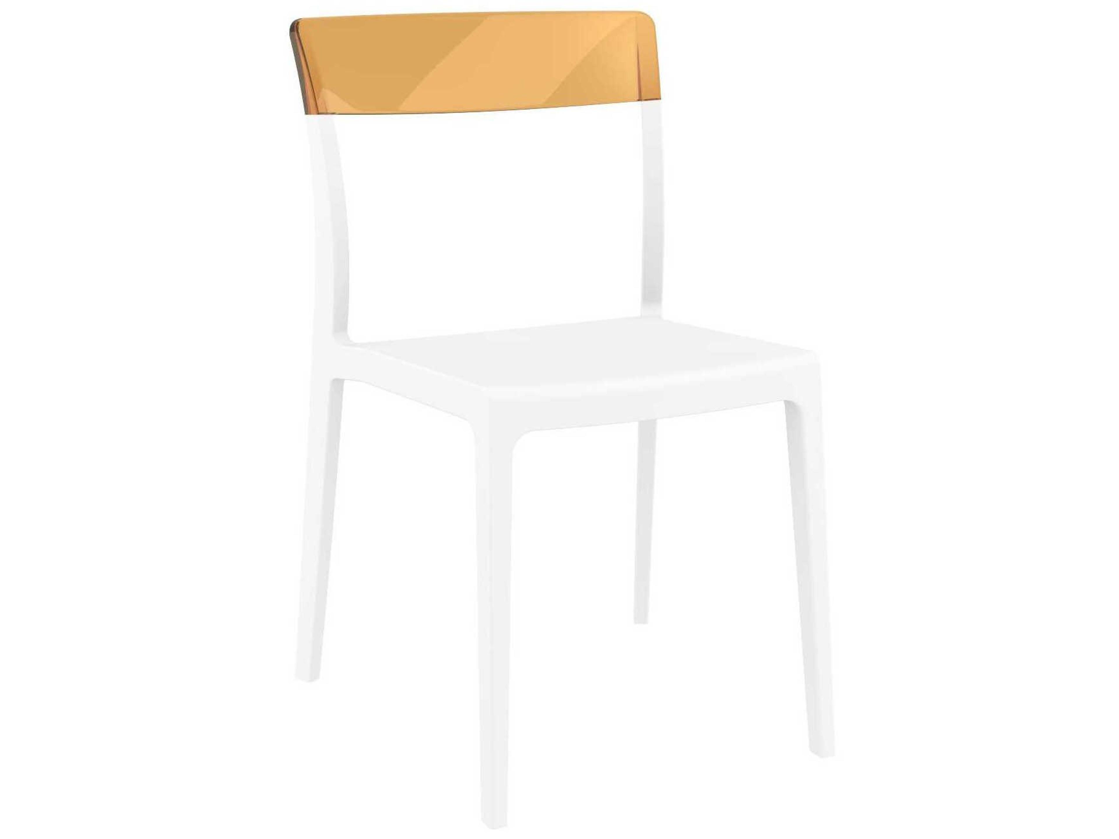 Flash White Transparent Amber Polypropylene Dining Chair