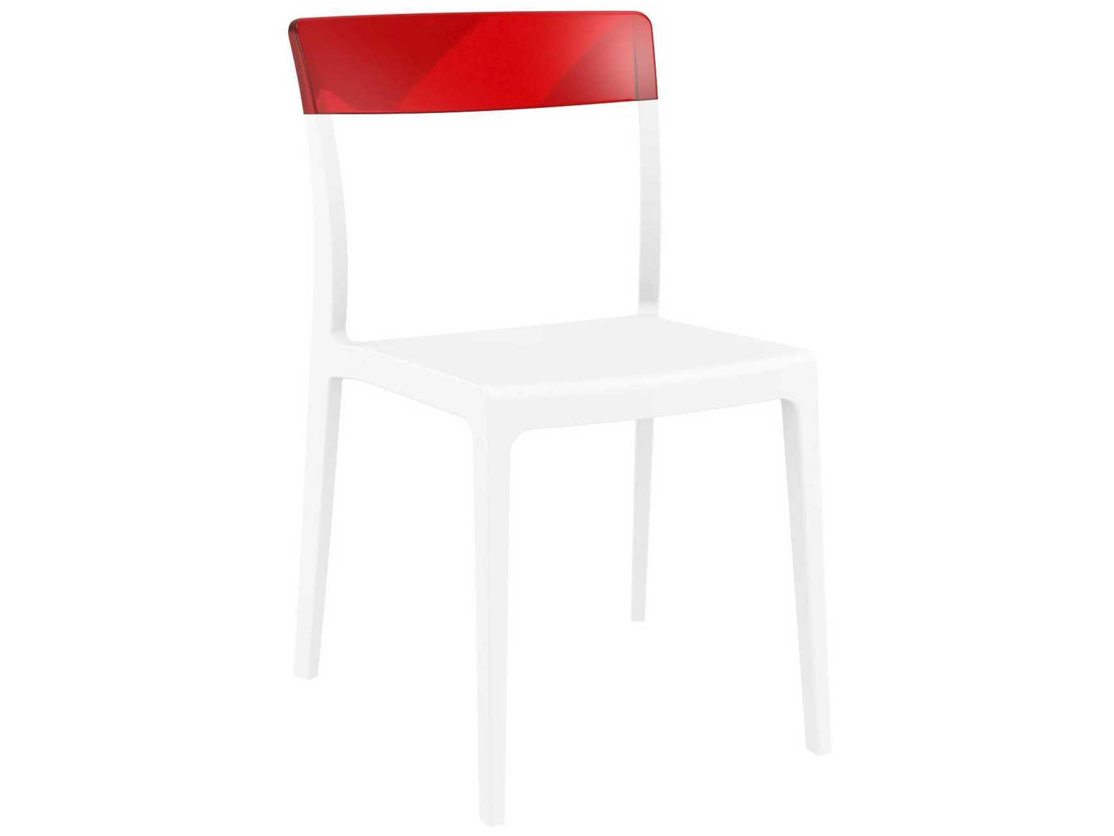 Flash White Transparent Red Polypropylene Dining Chair