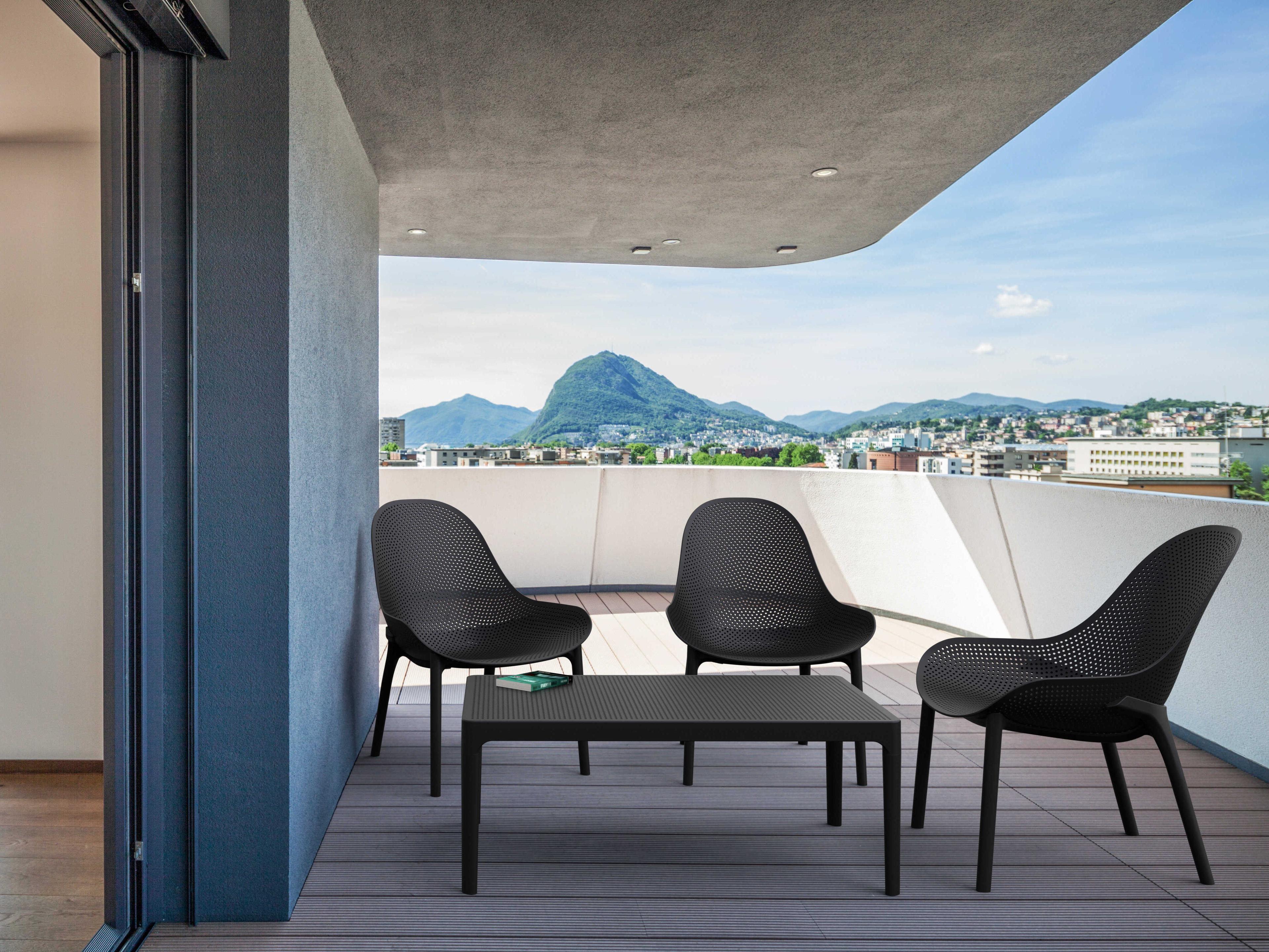 Compamia Sky Black Polypropylene Rectangular Coffee Table